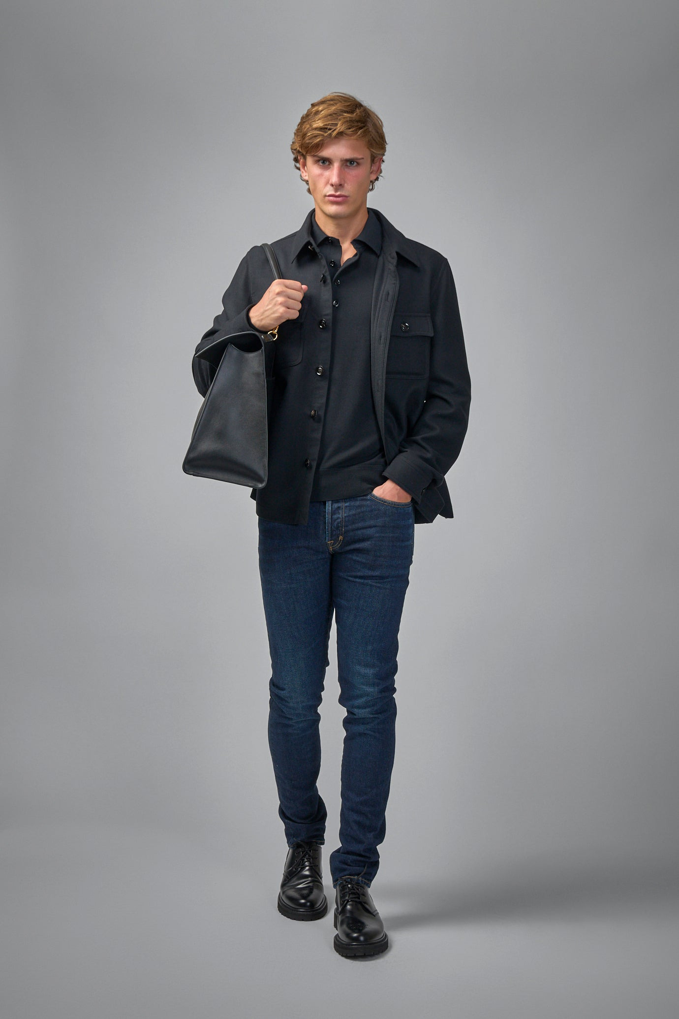 Double Splittable Light Wool Chest Pocket Outershirt - 2