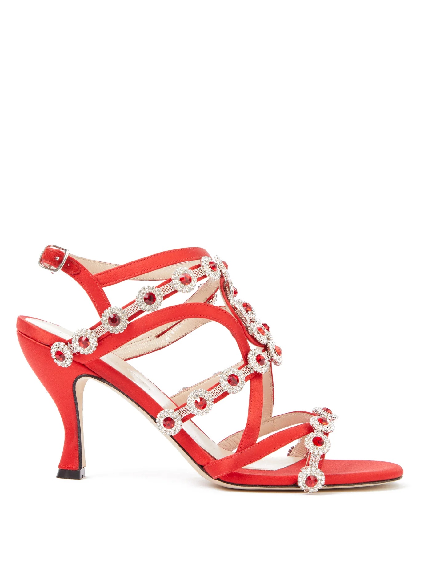 Crystal-embellished satin sandals - 1