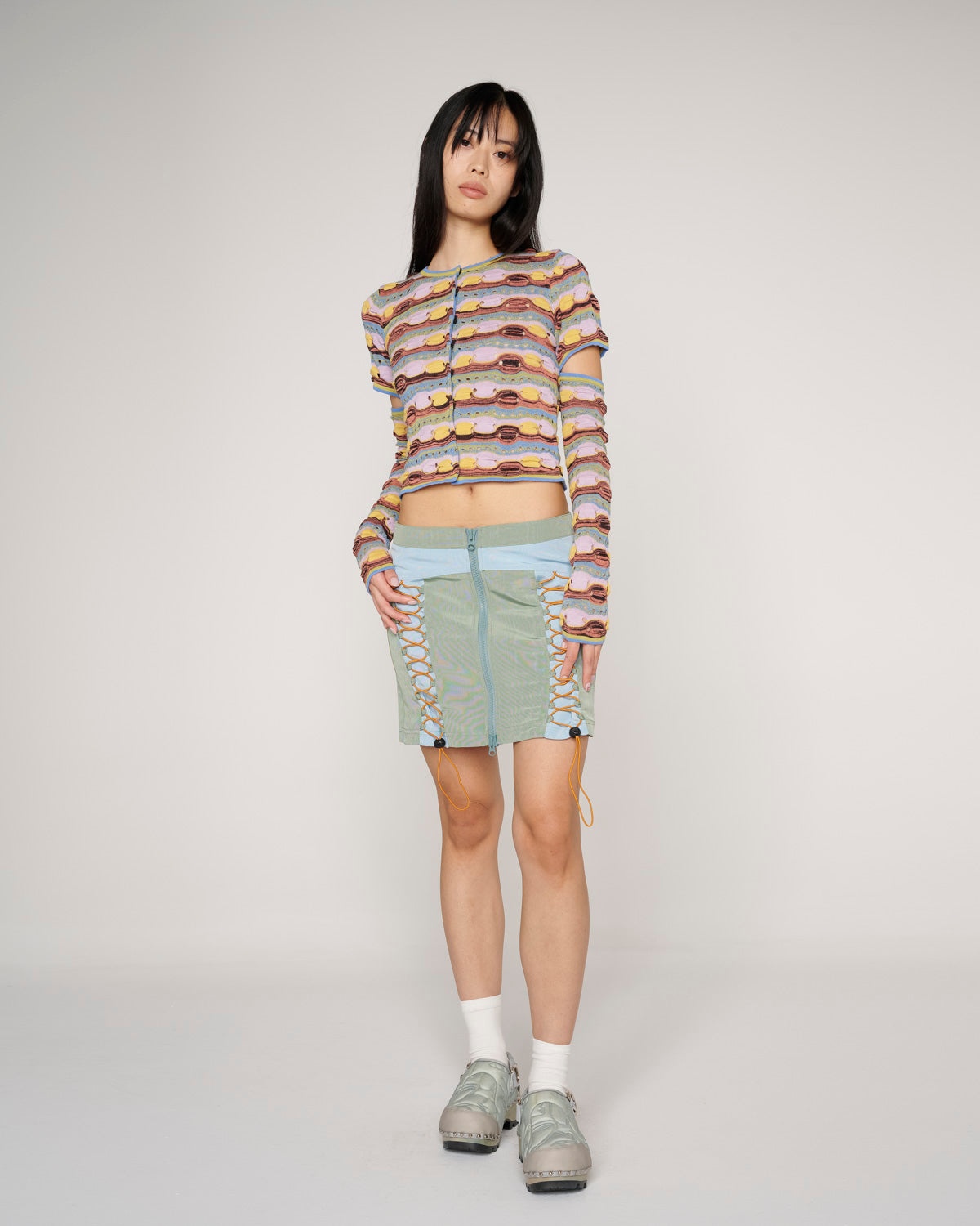 Bungee Zip Mini Skirt - Seafoam - 7
