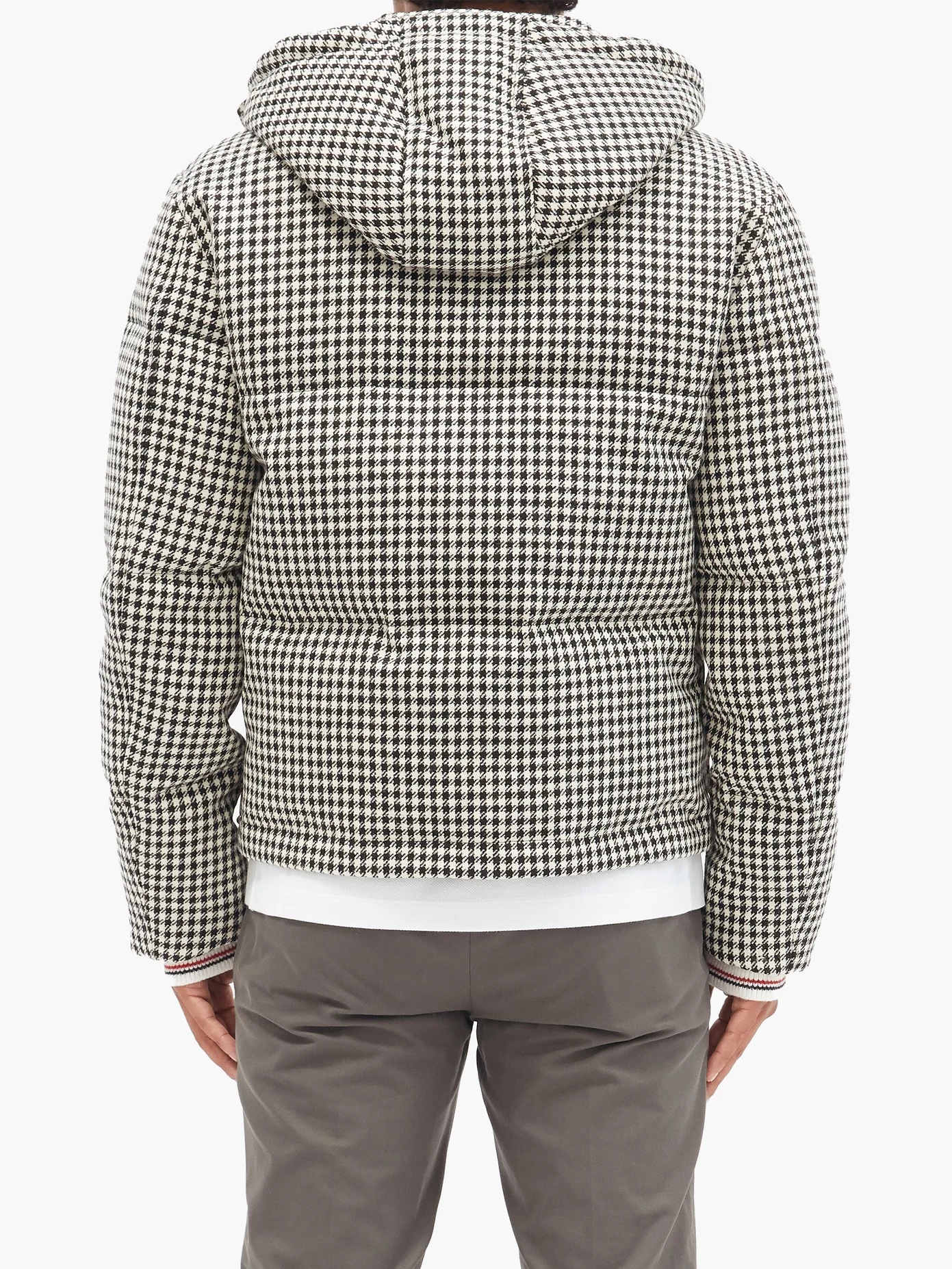 Houndstooth-check wool padded coat - 5