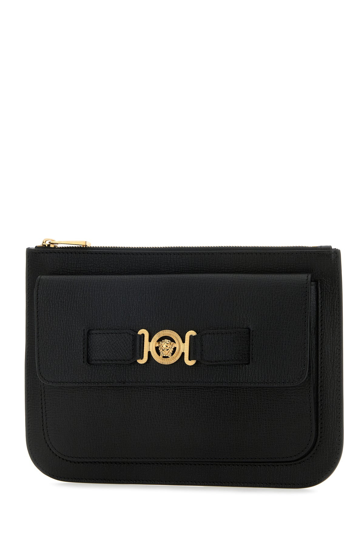 Black leather Medusa Biggie clutch - 2