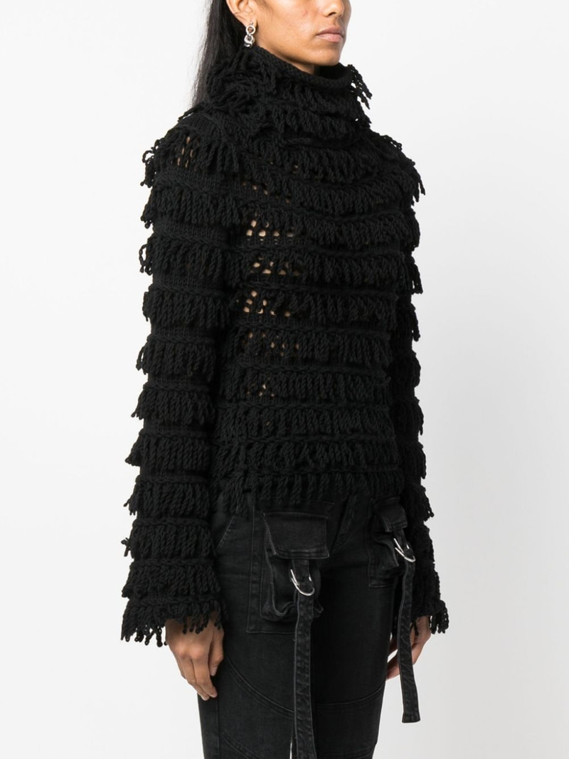 fringe-detail open-knit jumper 3