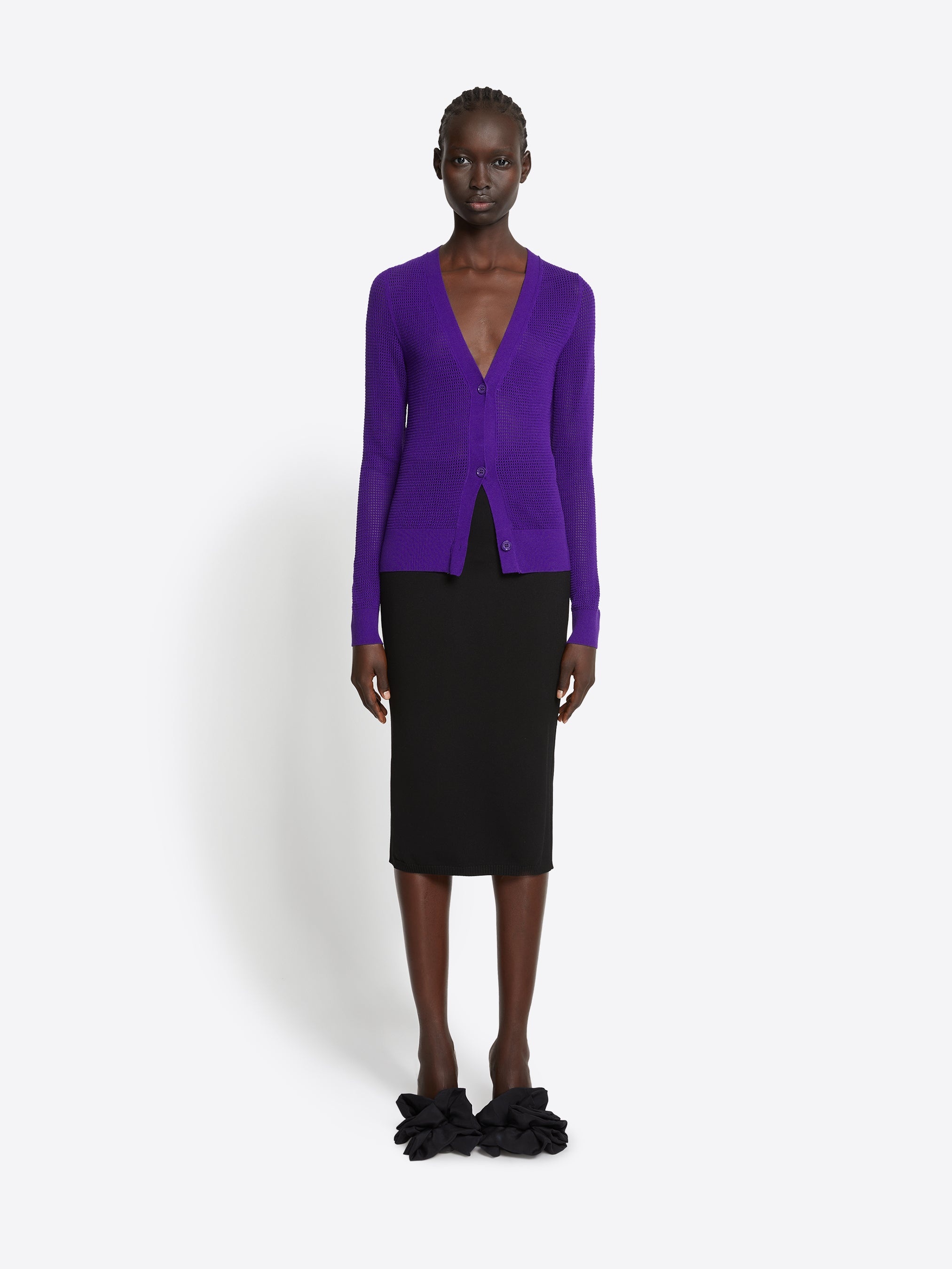 FITTED MESH CARDIGAN - 2