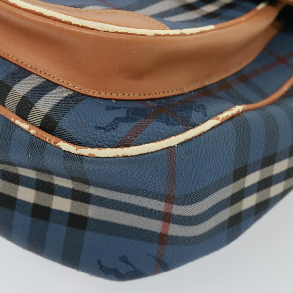 Burberry Nova Check Shoulder Bag Pvc Leather Blue - 14