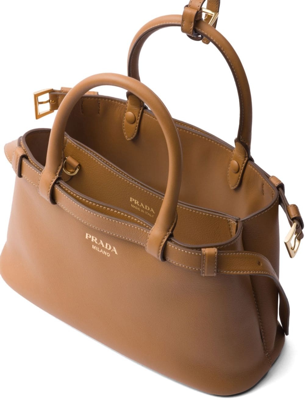small belted leather two-way bag - 7