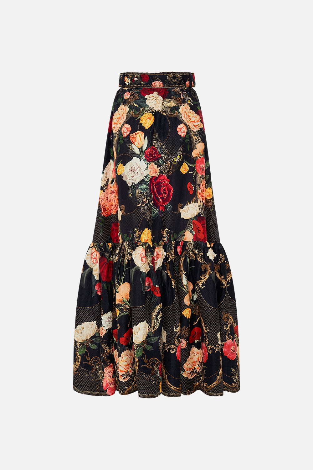 SKIRT WITH DEEP HEM FRILL AND BELT - 7