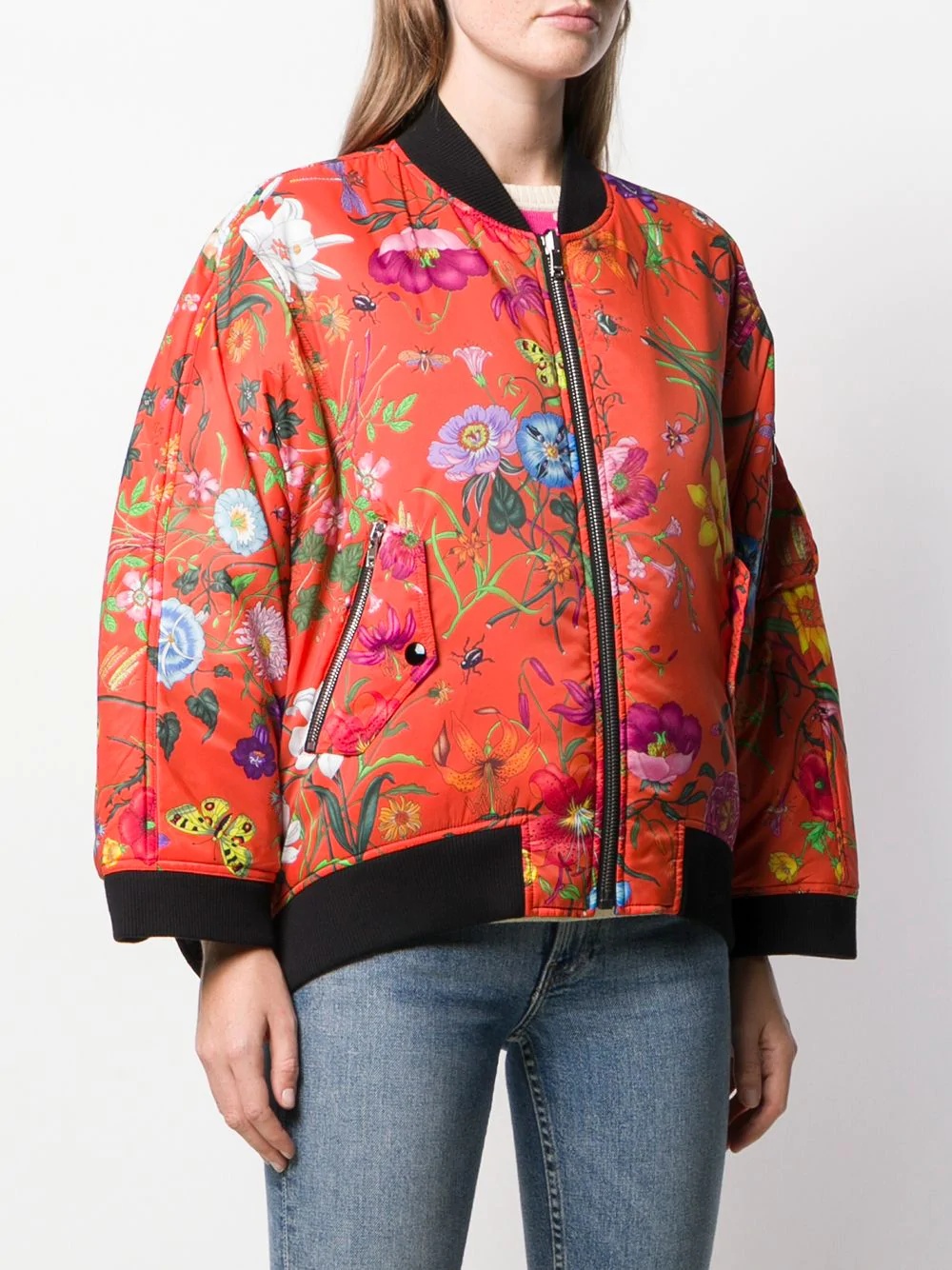 floral print bomber jacket - 3