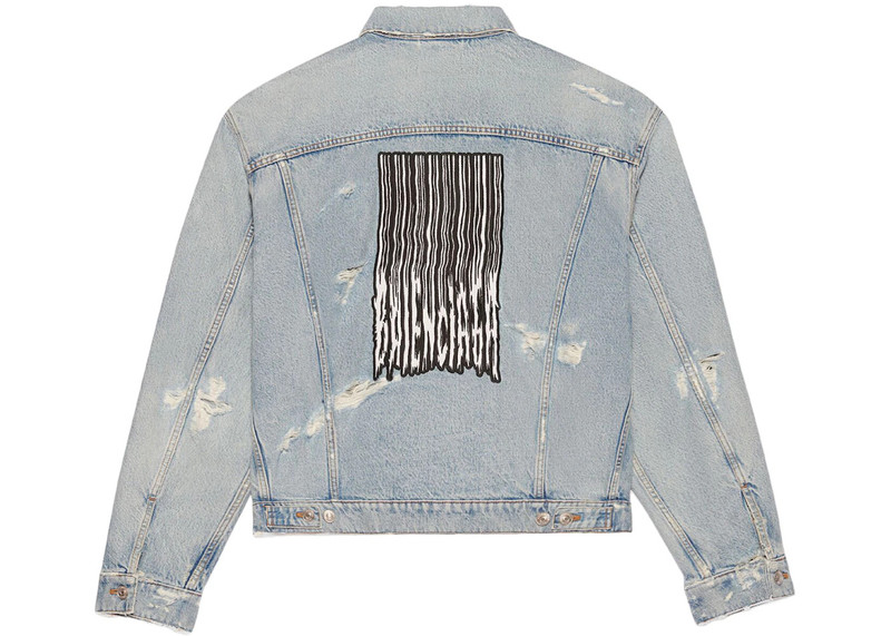 BALENCIAGA Balenciaga Barcode Large Fit Denim Jacket Blue outlook
