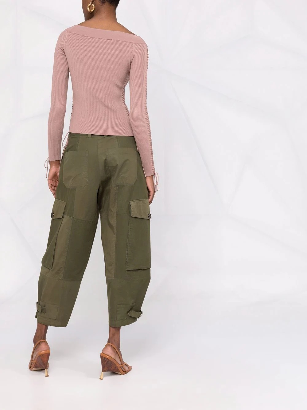 lace-detail knitted wide-neck top - 4