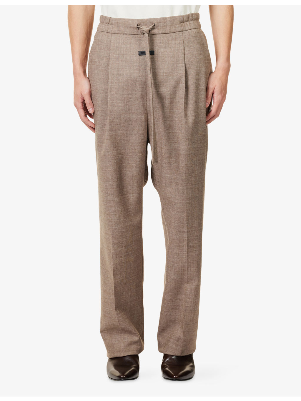 Drawstring Straight-Leg Wool Trousers - 3