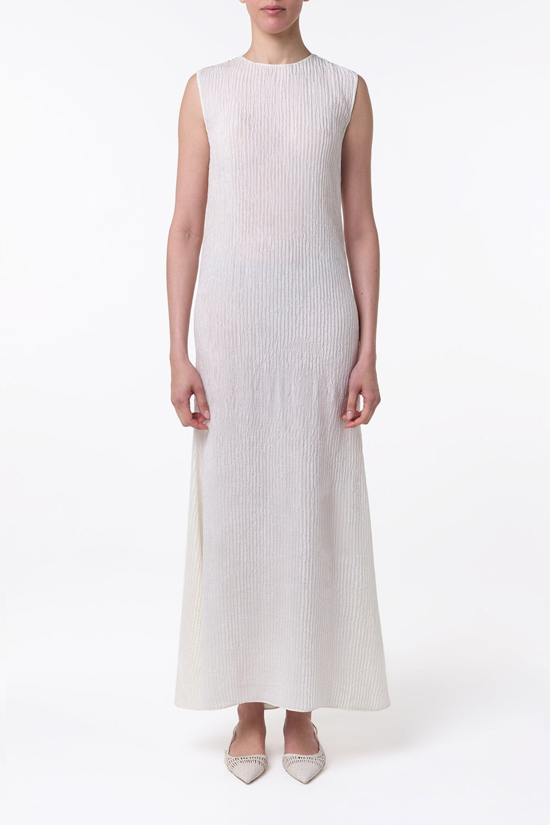 GABRIELA HEARST Carling Maxi Dress in Ivory Plisse Silk outlook