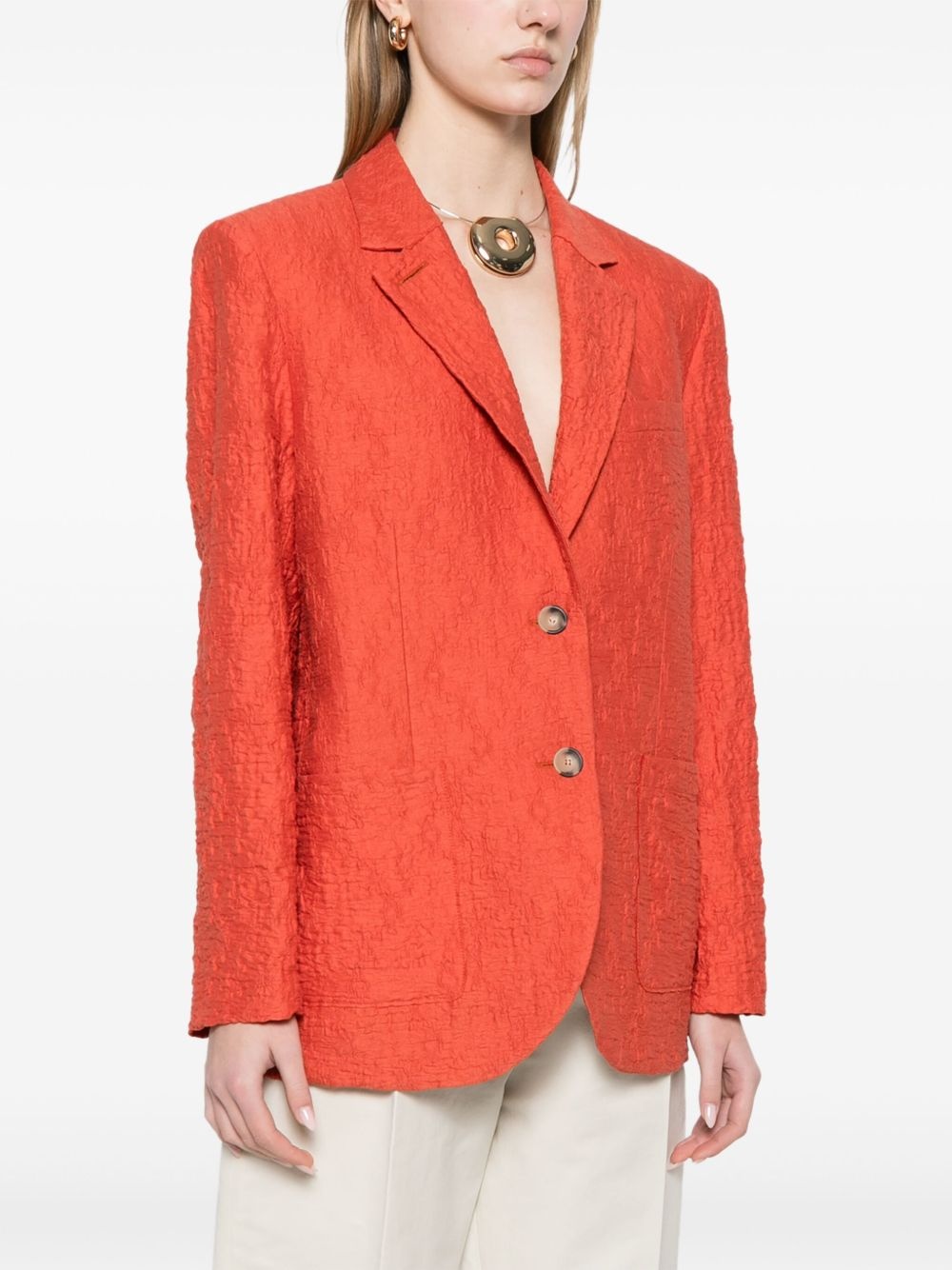 crinkled shoulder-pads blazer - 3