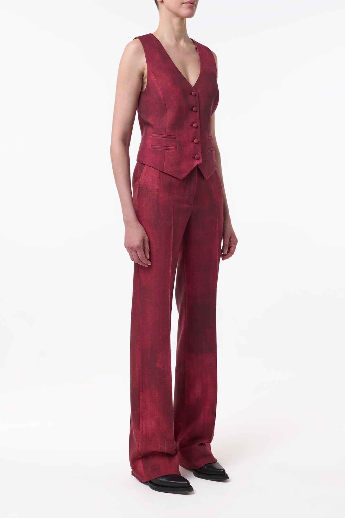 Coleridge Vest in Bordeaux Virgin Wool - 3