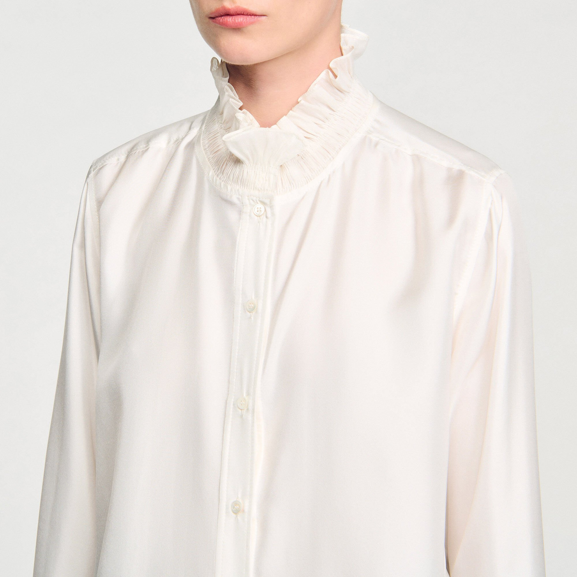 SILK SHIRT WITH GATHERED COLLAR - 4