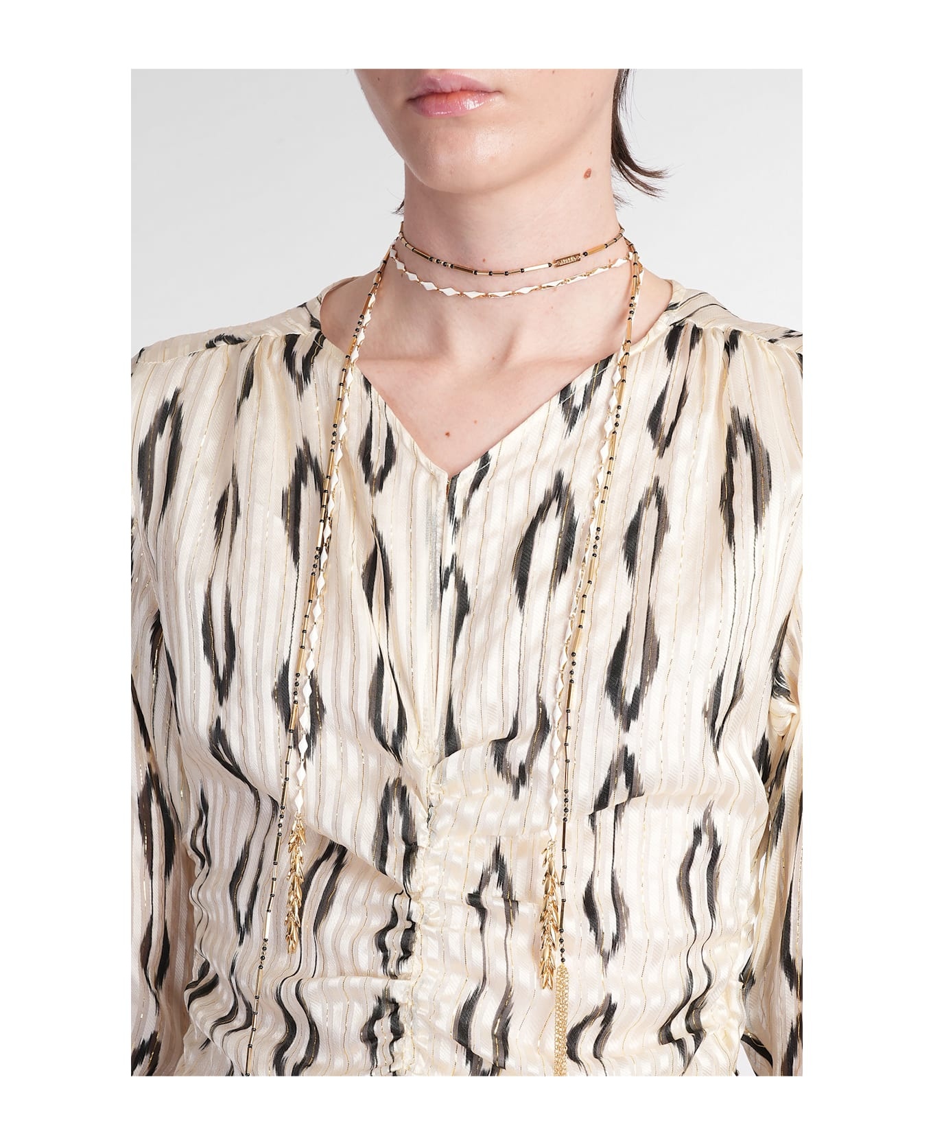 Octavia Dress In Beige Silk - 5