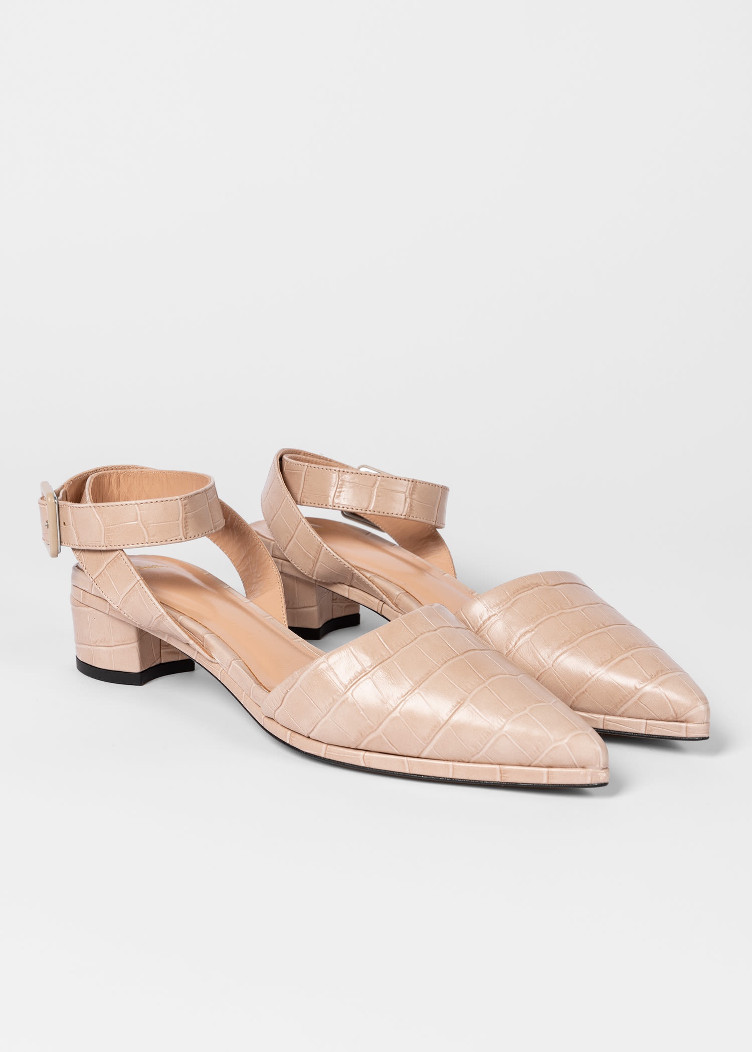 Nude Leather Reptile Heels - 3