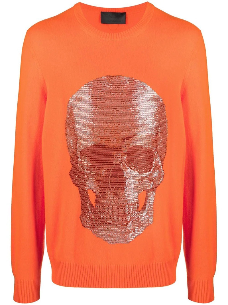 Skull print crewneck sweater 1