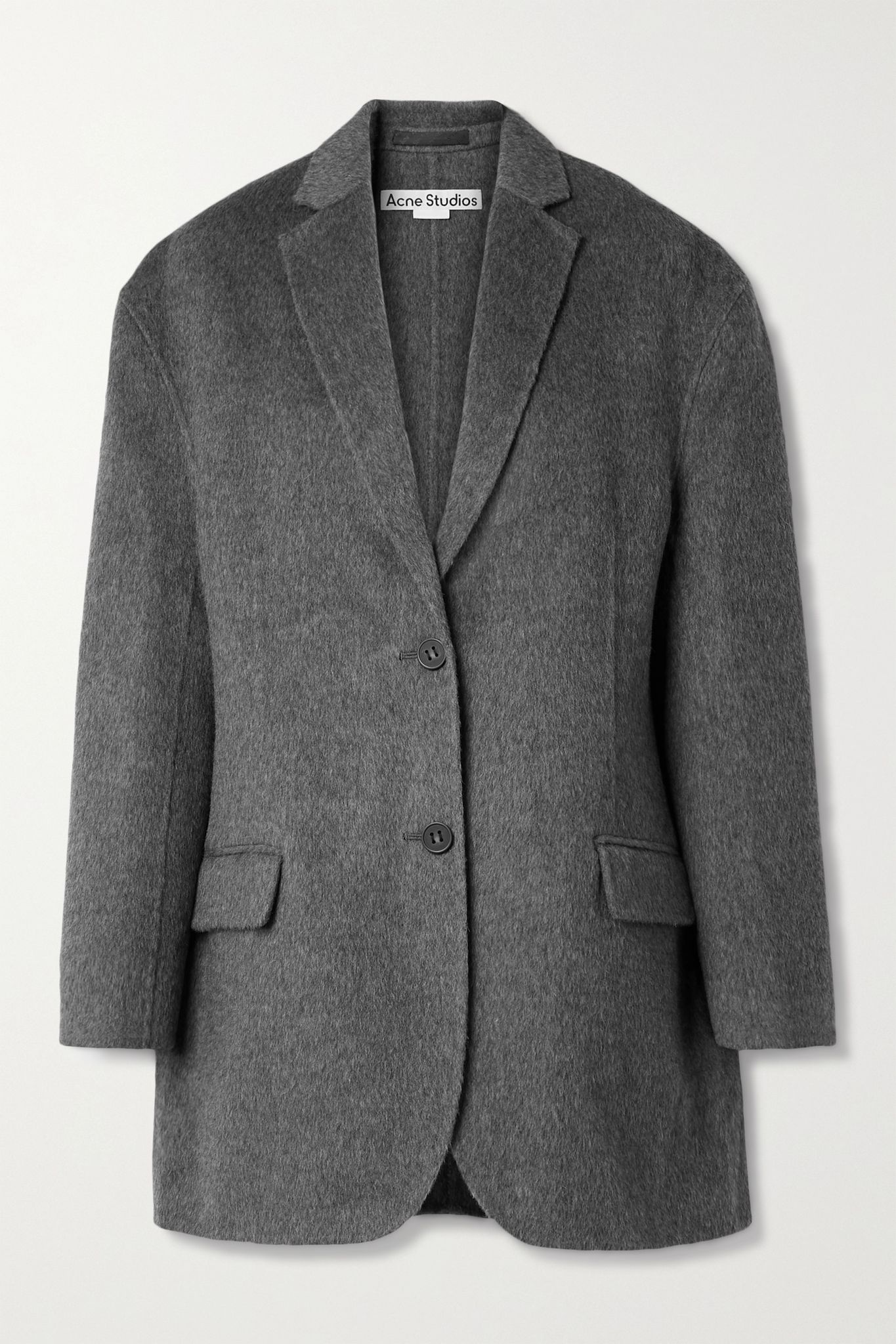 Oversized mélange brushed wool and alpaca-blend blazer - 1