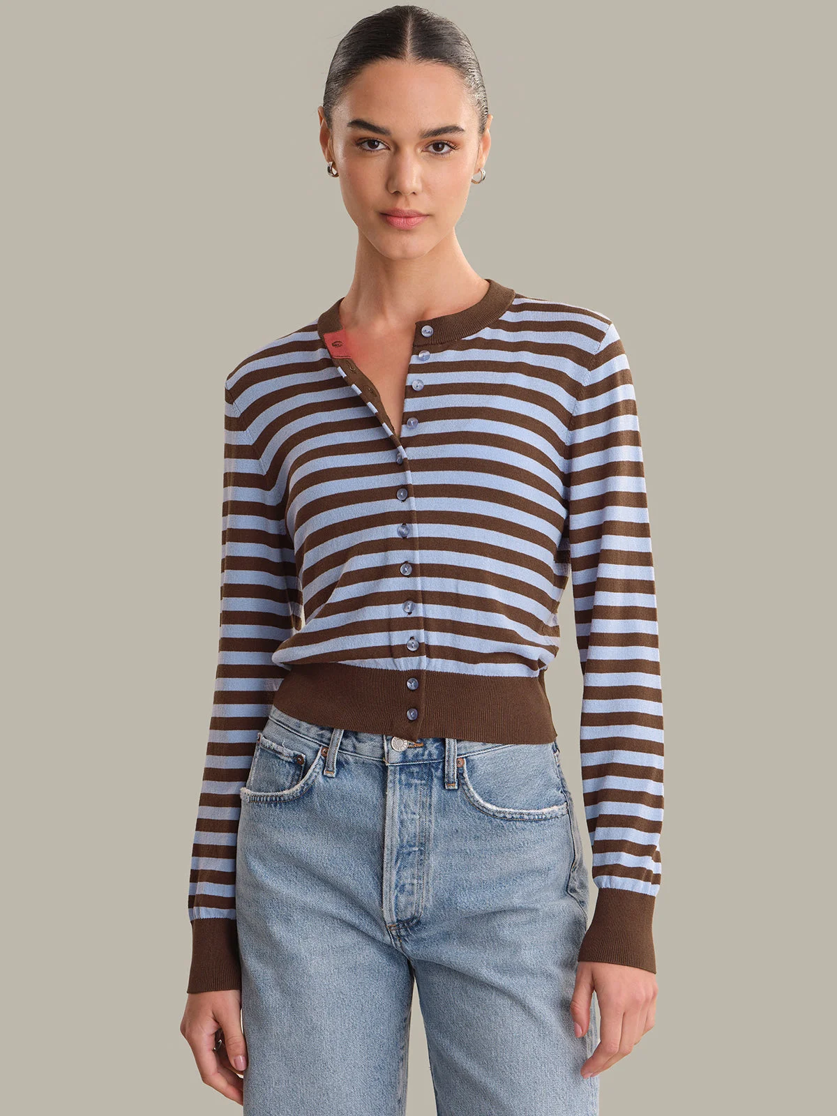 Jordan: Striped Cropped Cardigan - 1