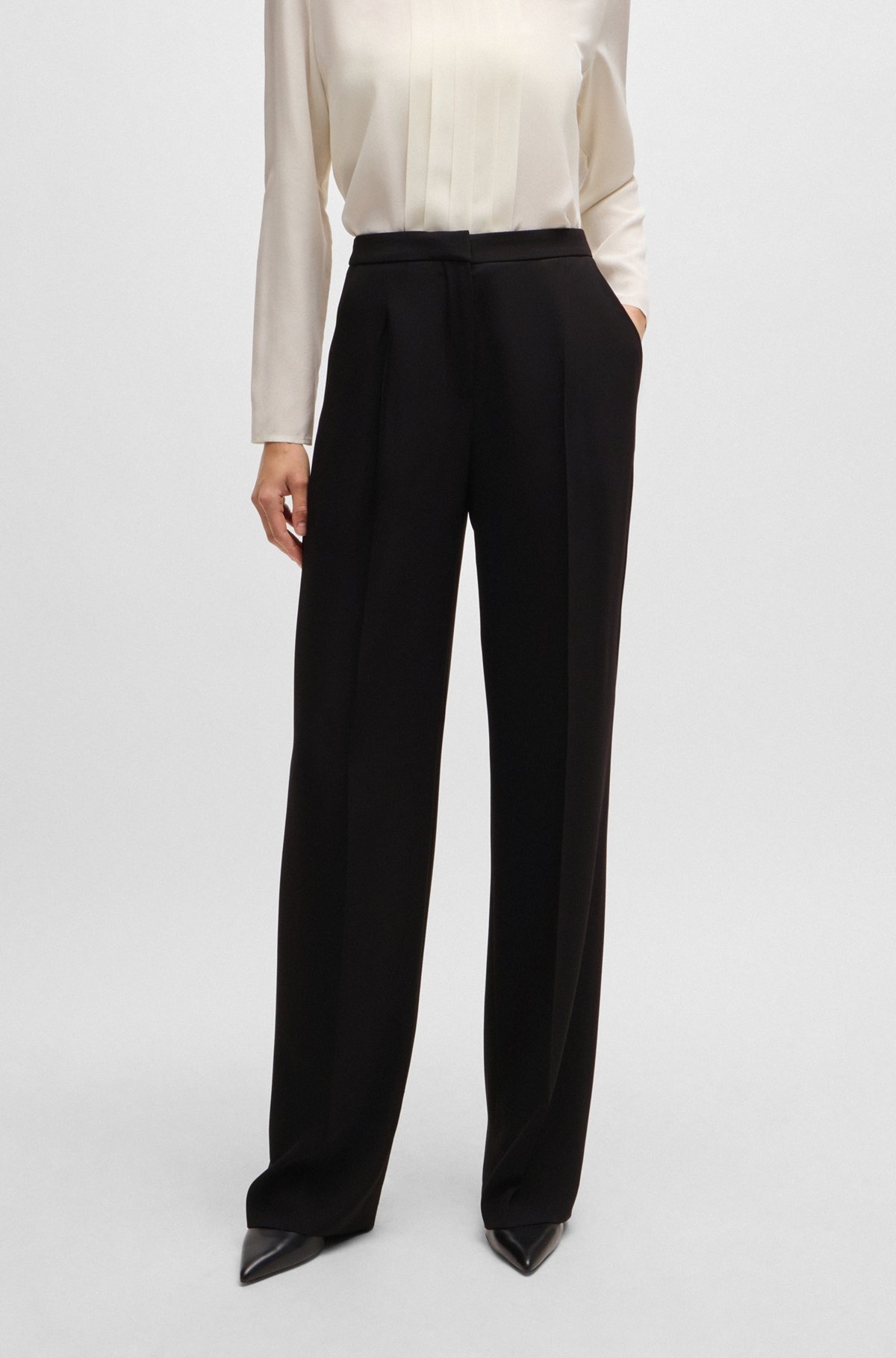 REGULAR-FIT TROUSERS IN MATTE FABRIC - 2