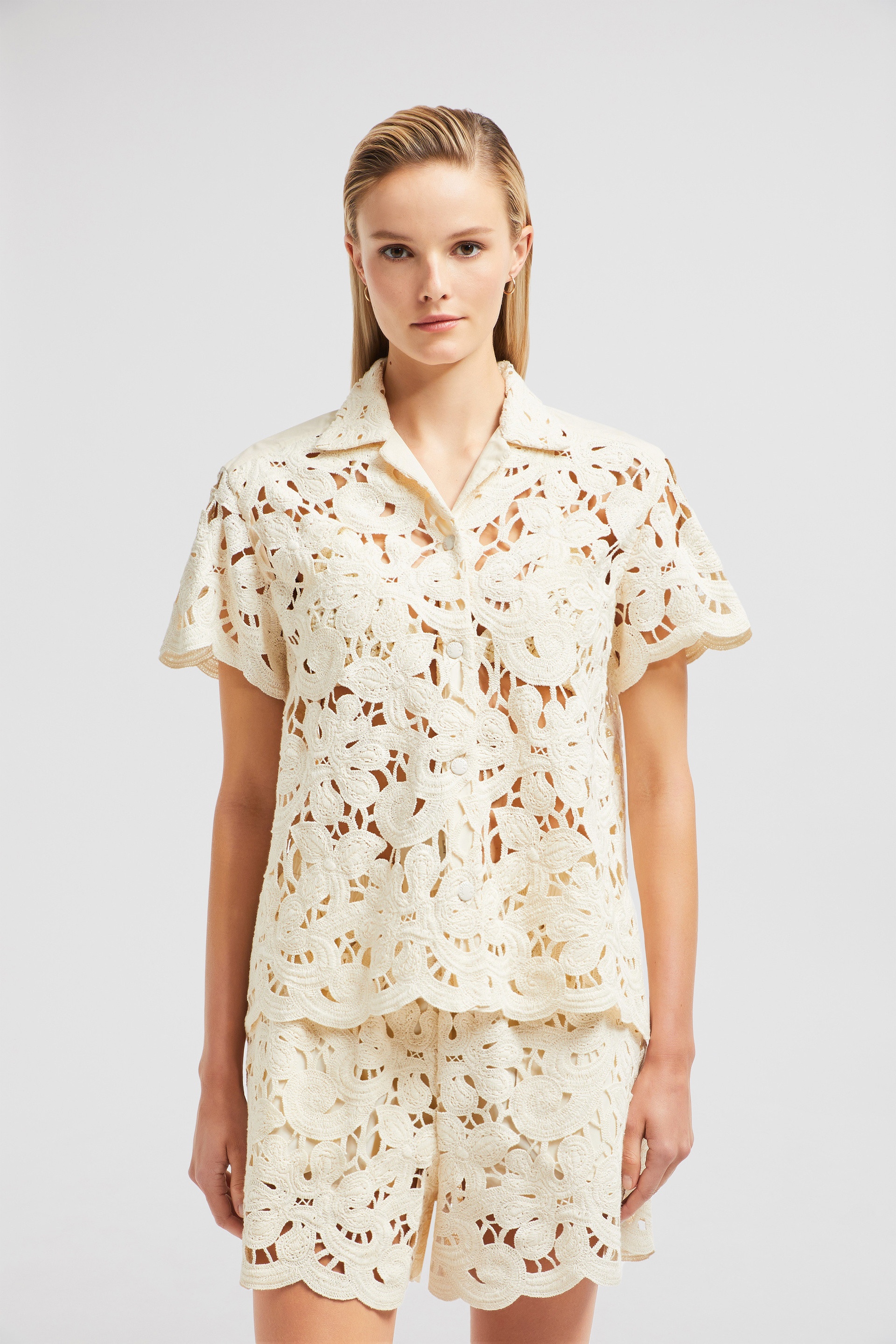 Floral Macramé Short Sleeve Shirt - 3