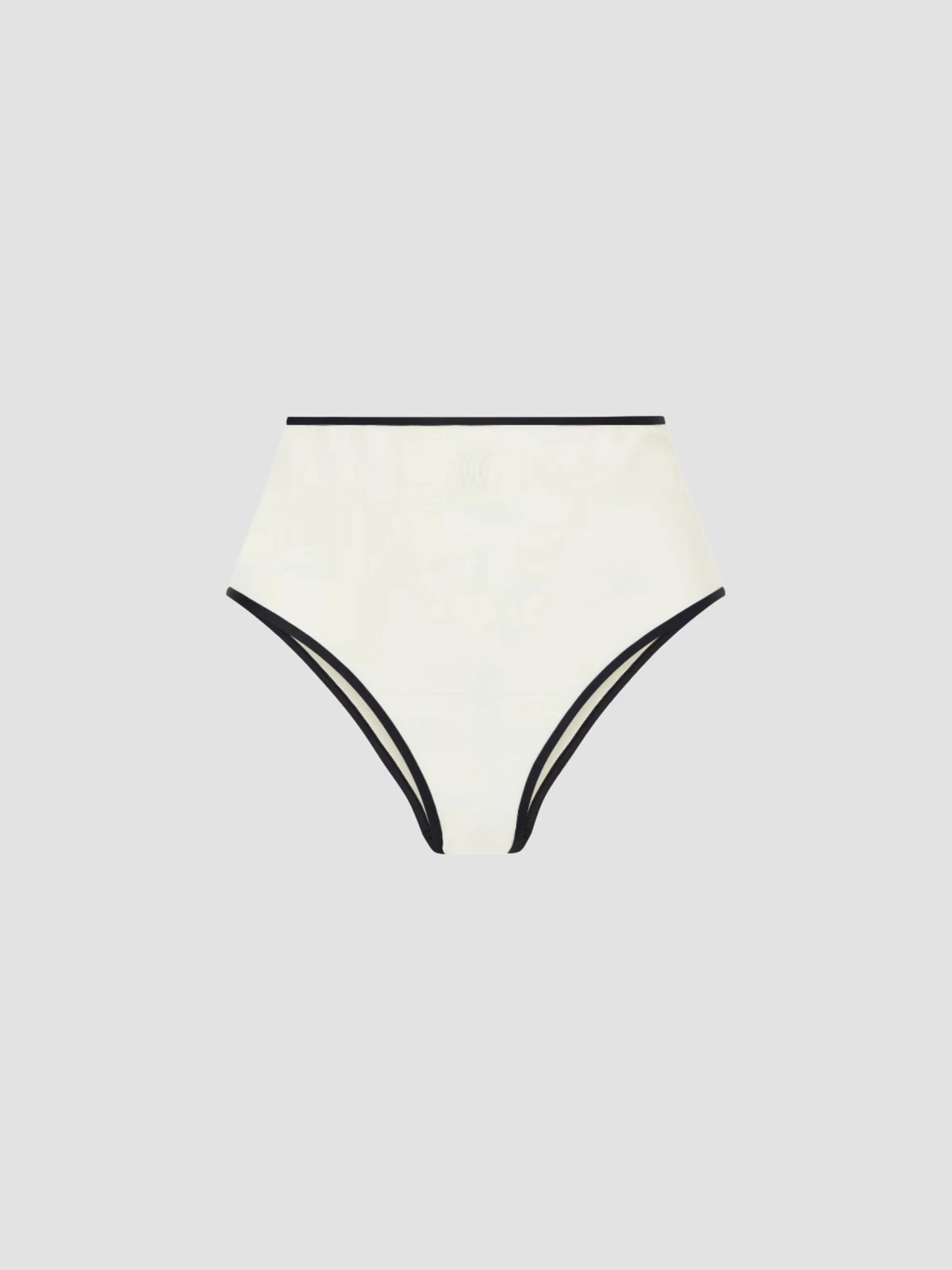 Women's Contraste High-Waisted Bikini Bottom - Ecru Black - 1