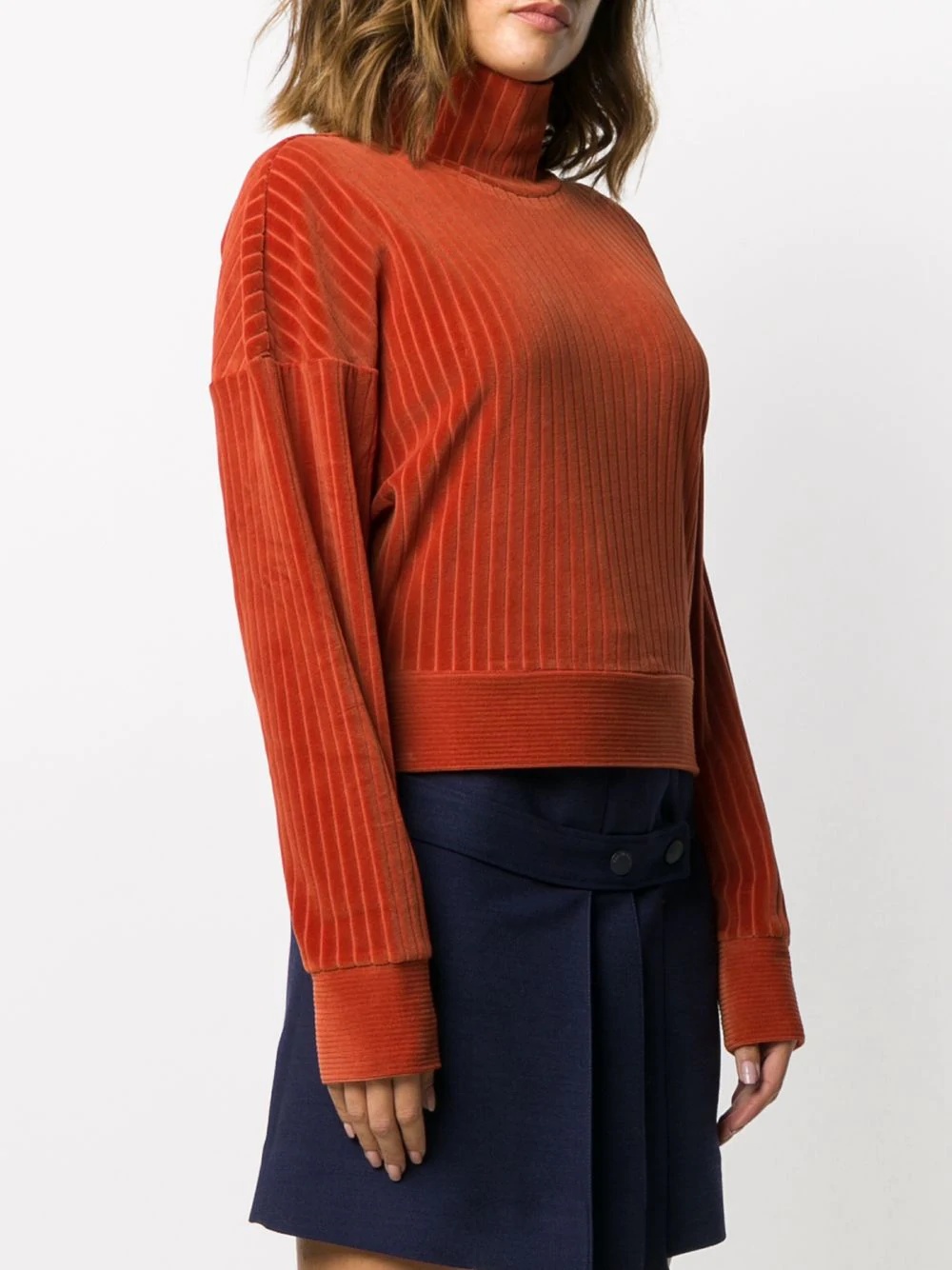 pinstripe funnel neck top - 3