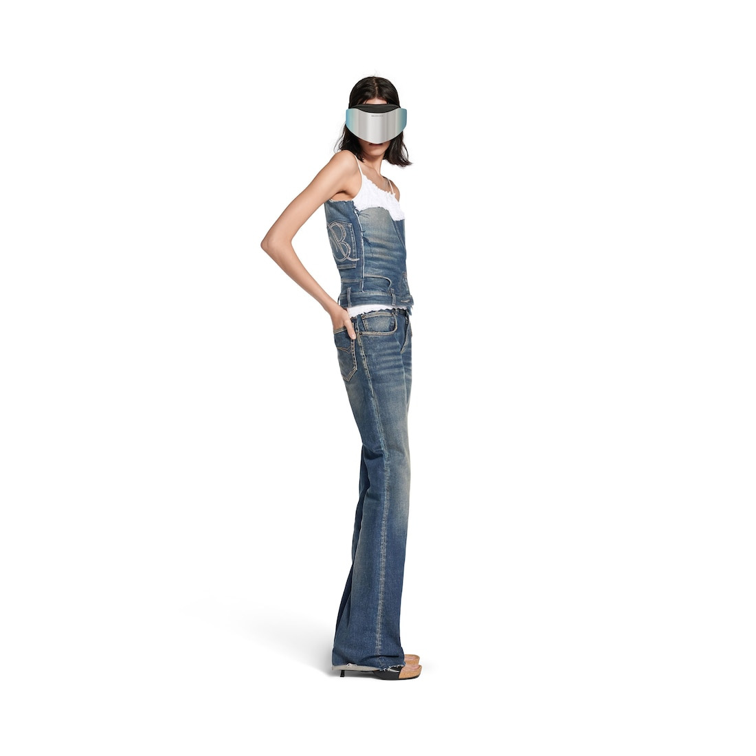 Women's Patched Tank Top in Dark Blue - 3