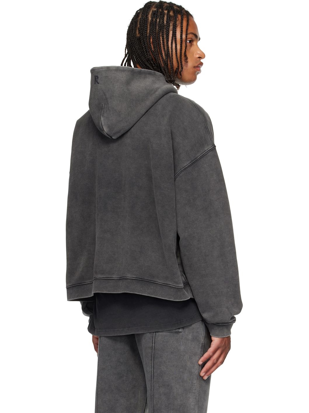 Gray Initial Boxy Hoodie - 3