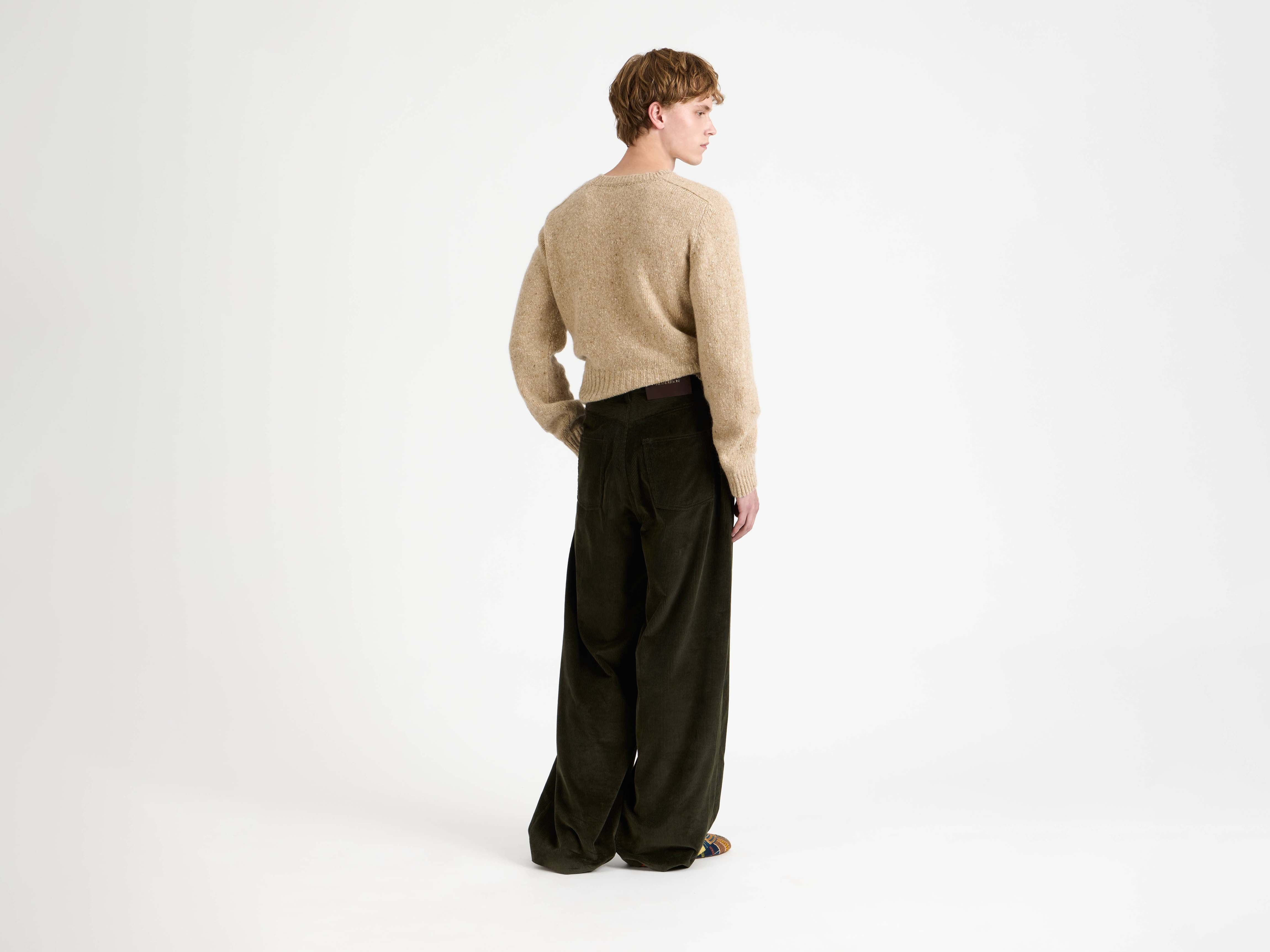 SLEEVE EMBROIDERED CREW NECK JUMPER OATMEAL MELANGE - 3