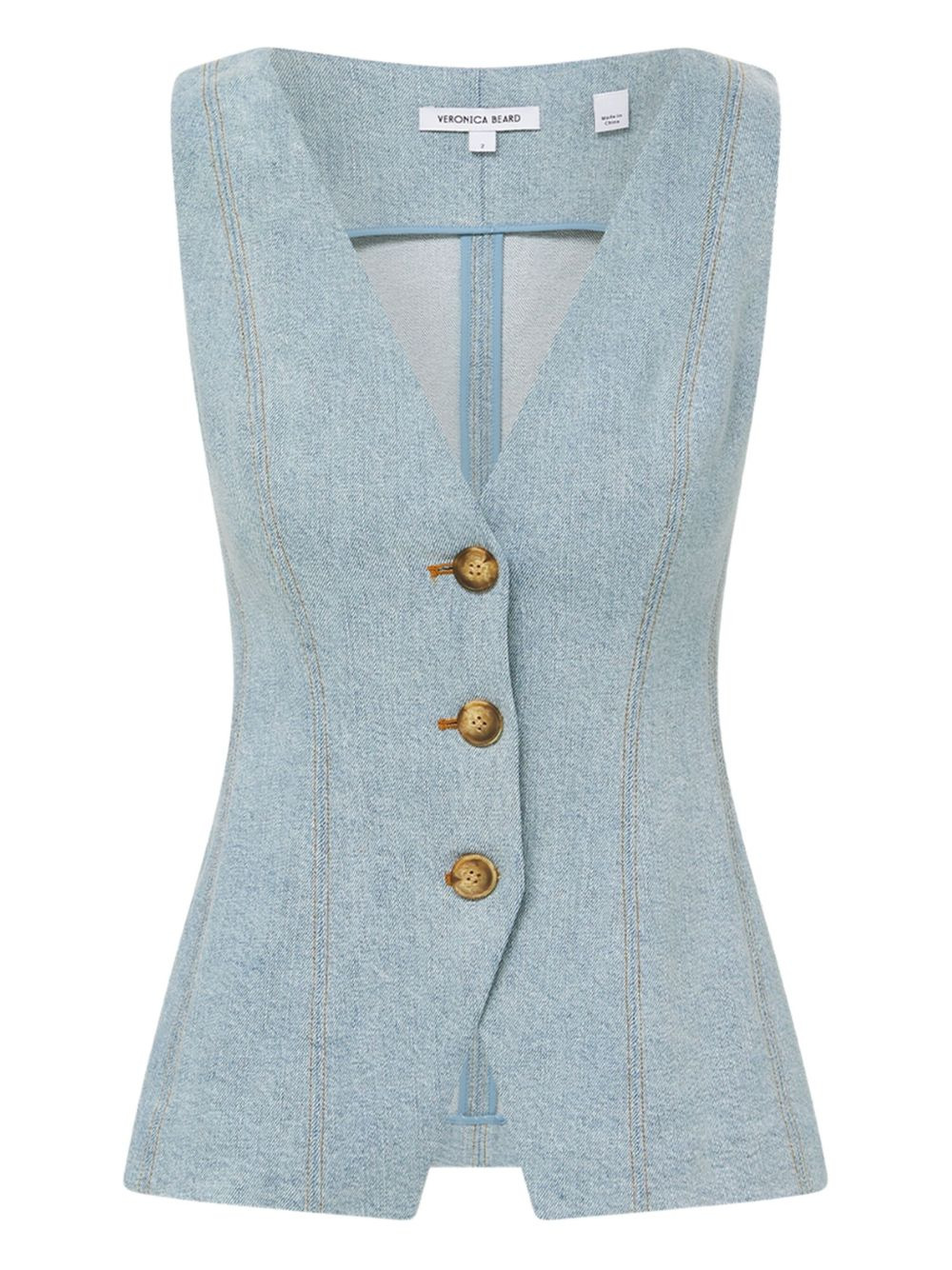 button-fastening denim vest - 1