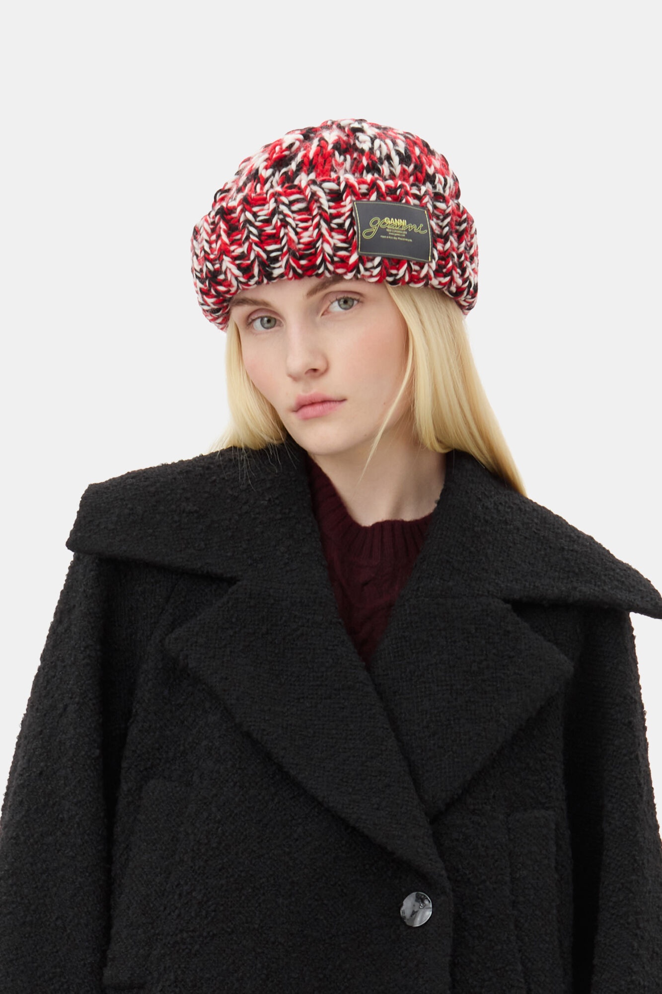 RED WOOL HANDKNIT BEANIE - 2