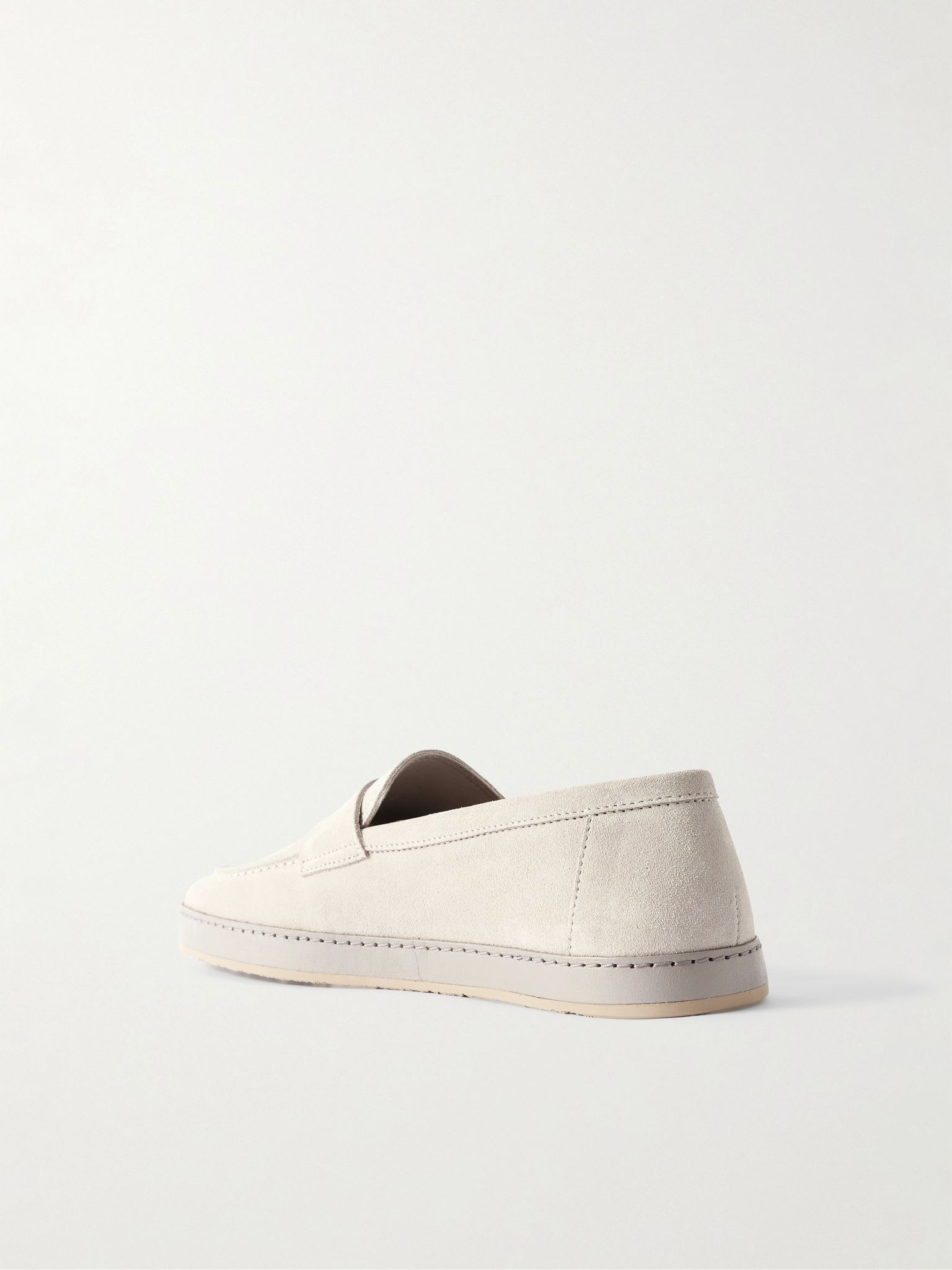 Washed-Suede Penny Loafers Beige - 4