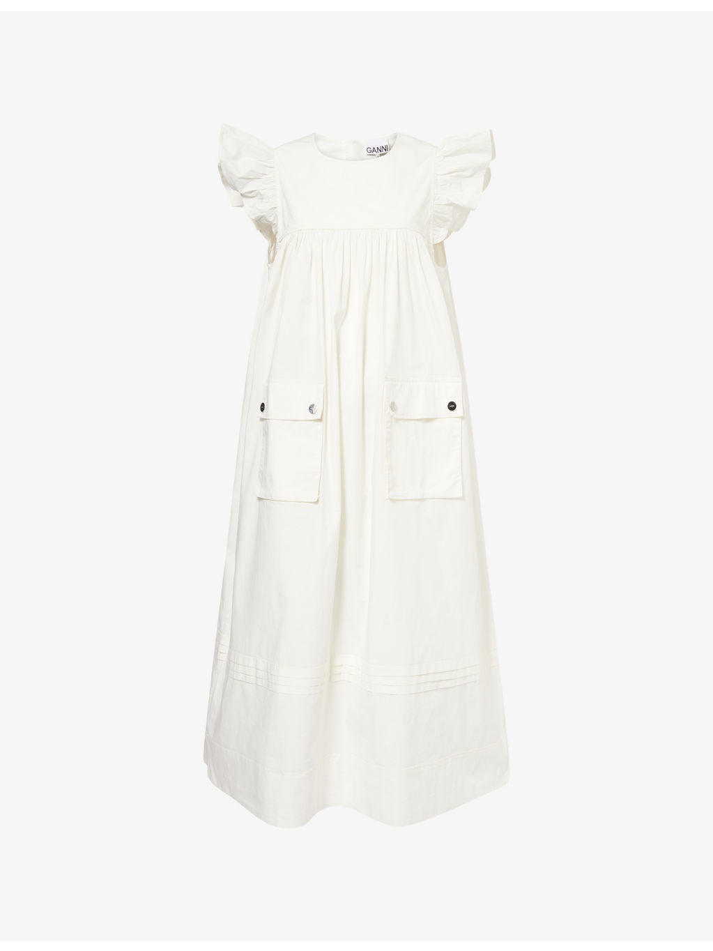 Frilled-Sleeve Cotton Midi Dress - 1