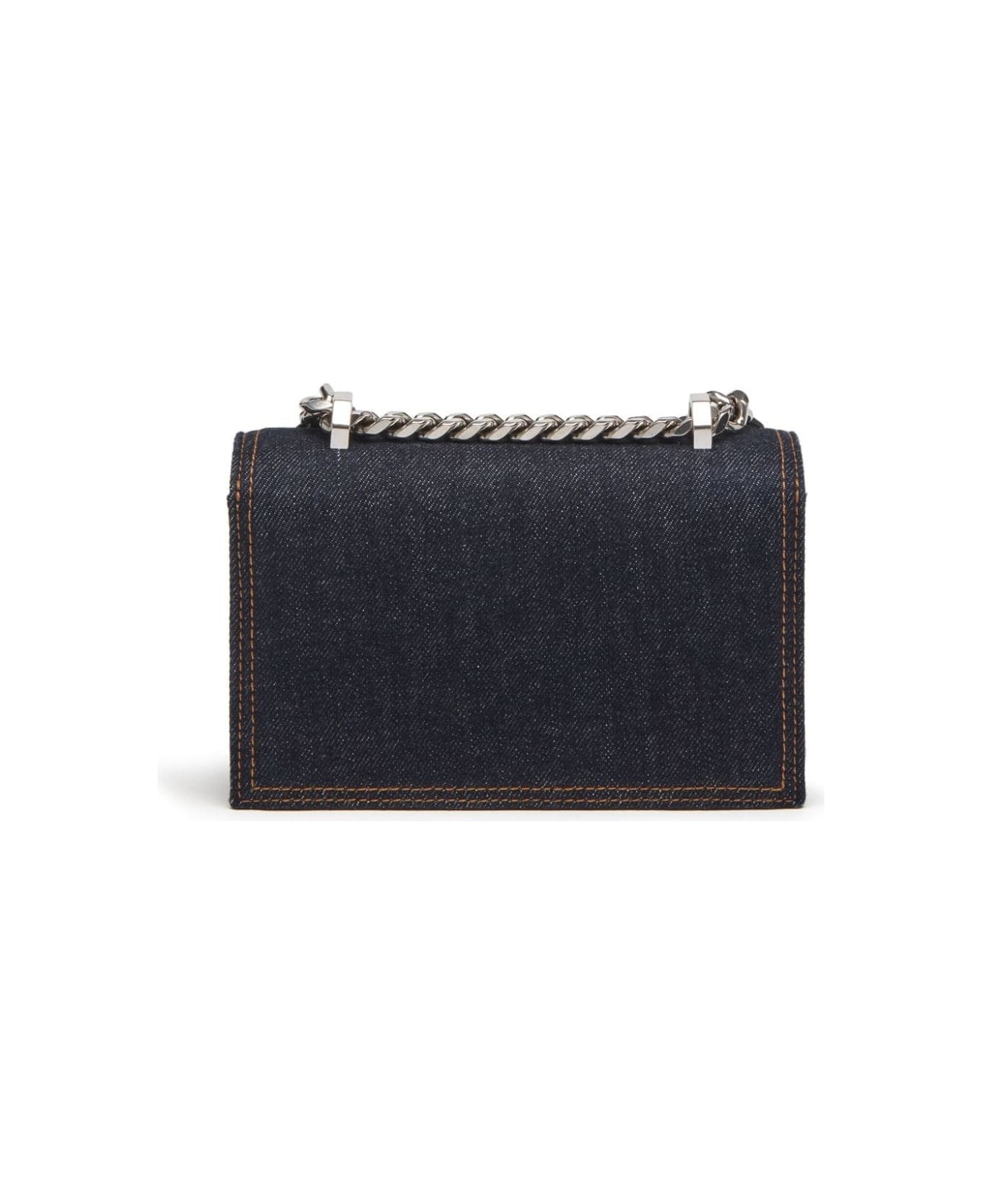 Mini Biker Jewelled Satchel Bag In Denim - 3