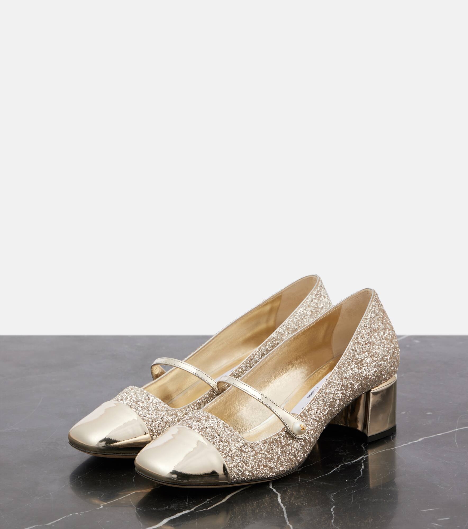 Elisa 45 glitter and leather pumps - 4