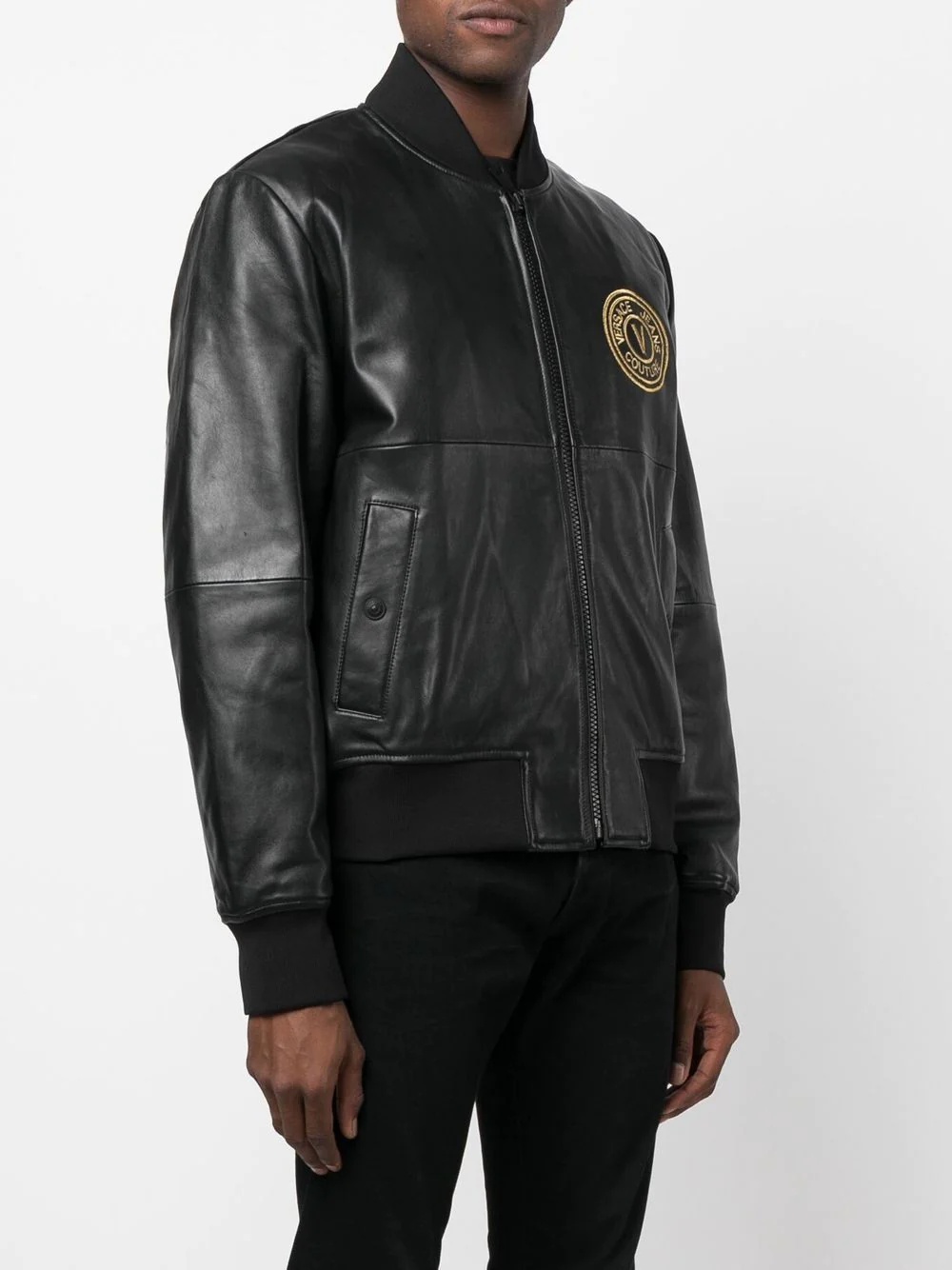 V-Emblem faux-leather bomber jacket - 3