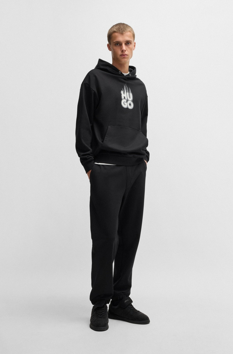 HUGO COTTON-TERRY TRACKSUIT BOTTOMS WITH SMOKE LOGO outlook