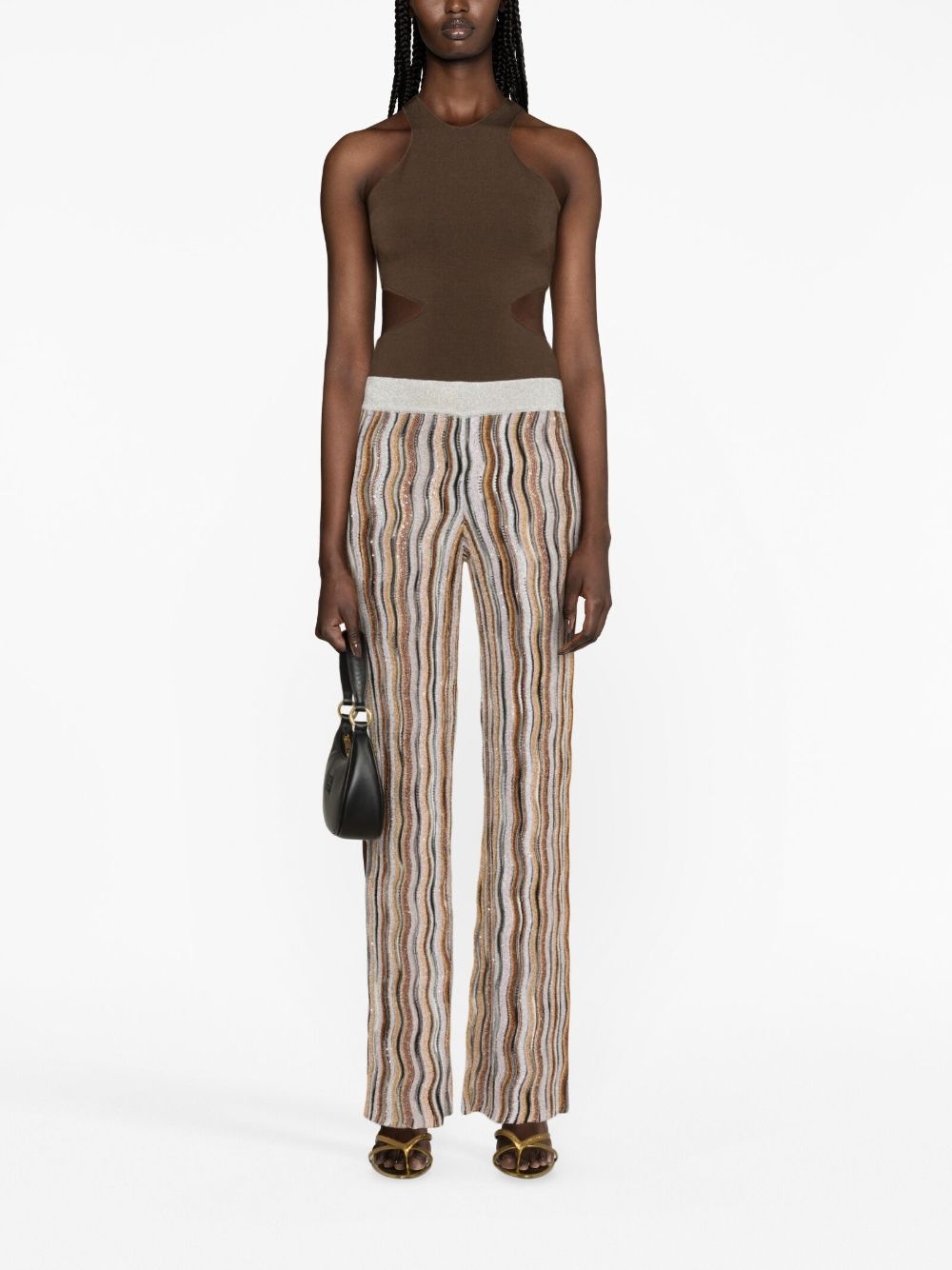 striped sequined flared trousers - 2