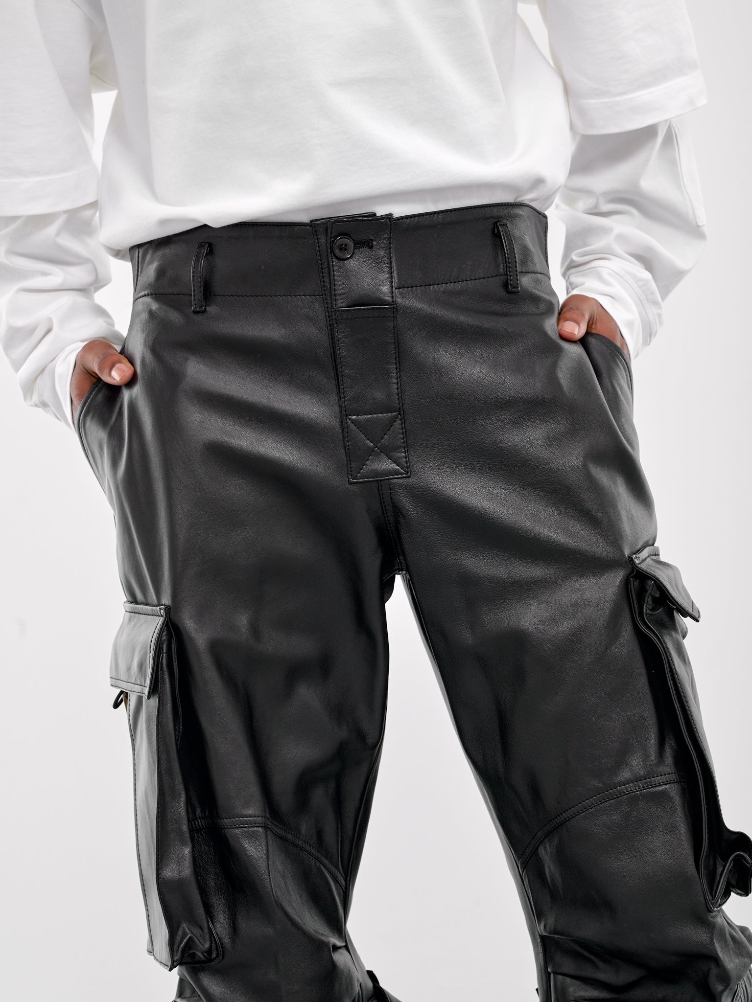 Leather Cargo Pants - 4