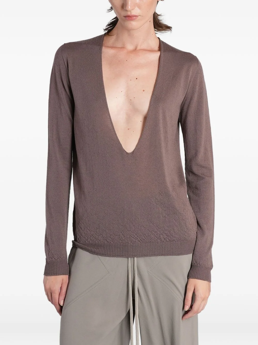 deep V-neck sweater - 1