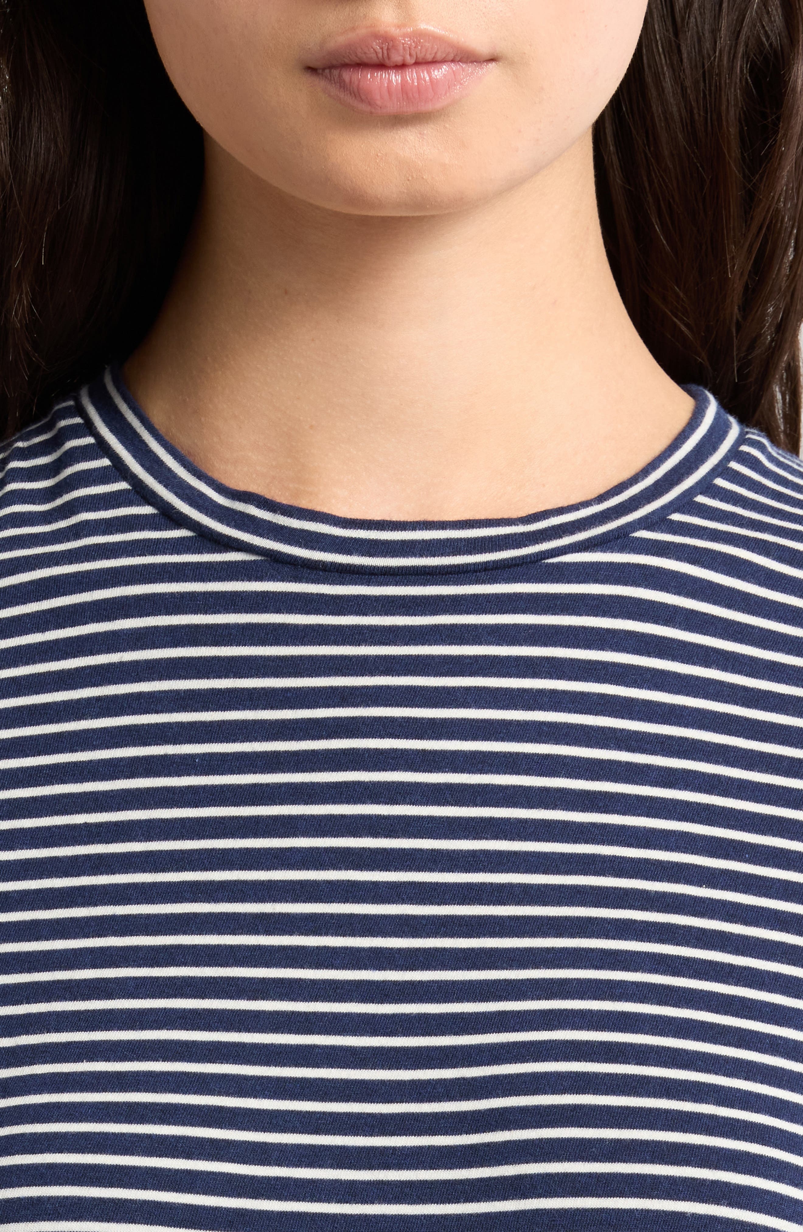 Nili Lotan Lana Stripe Cotton T-Shirt in Navy/Natural Stripe at Nordstrom - 4