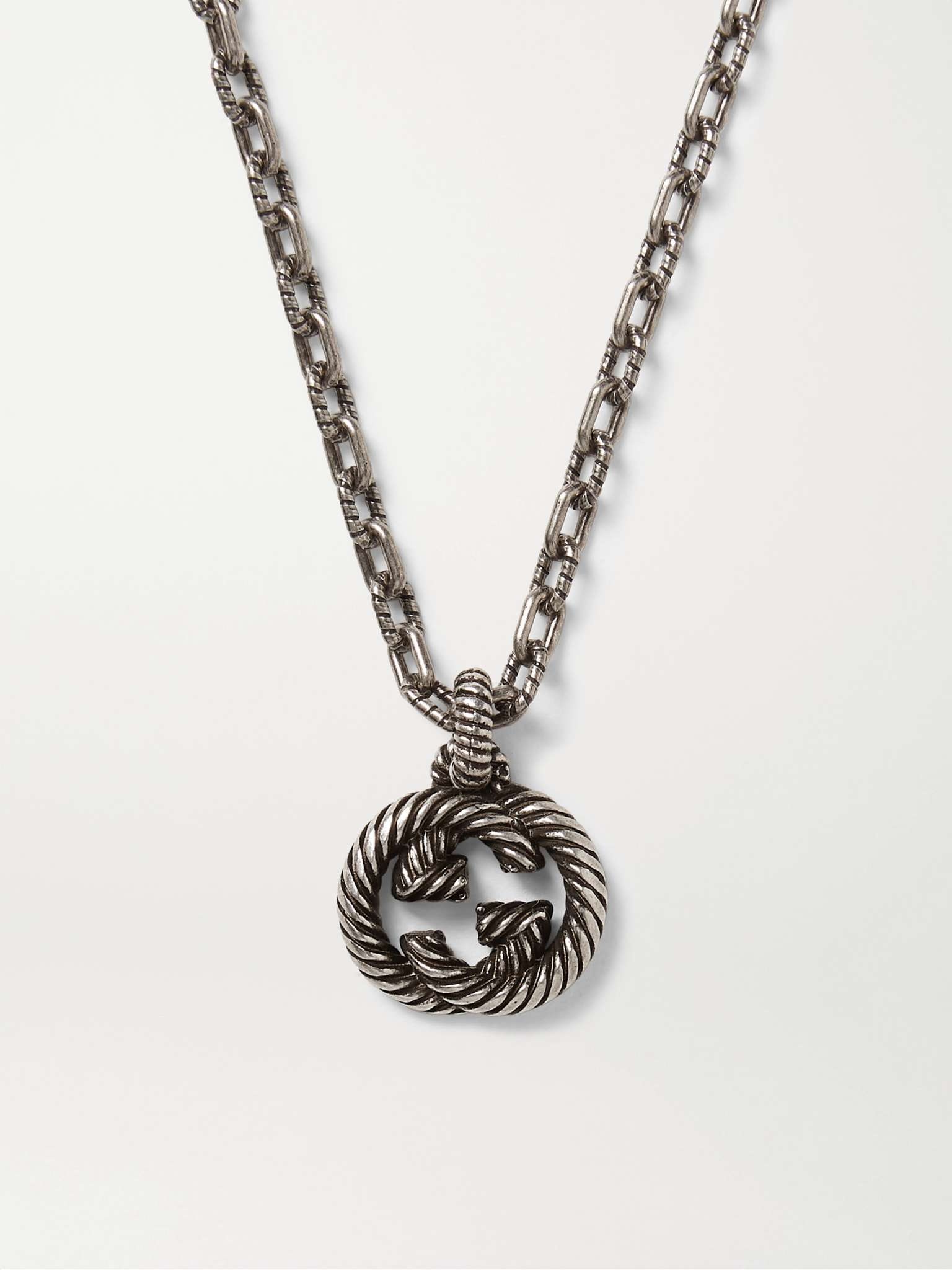 Engraved Burnished Sterling Silver Necklace - 4