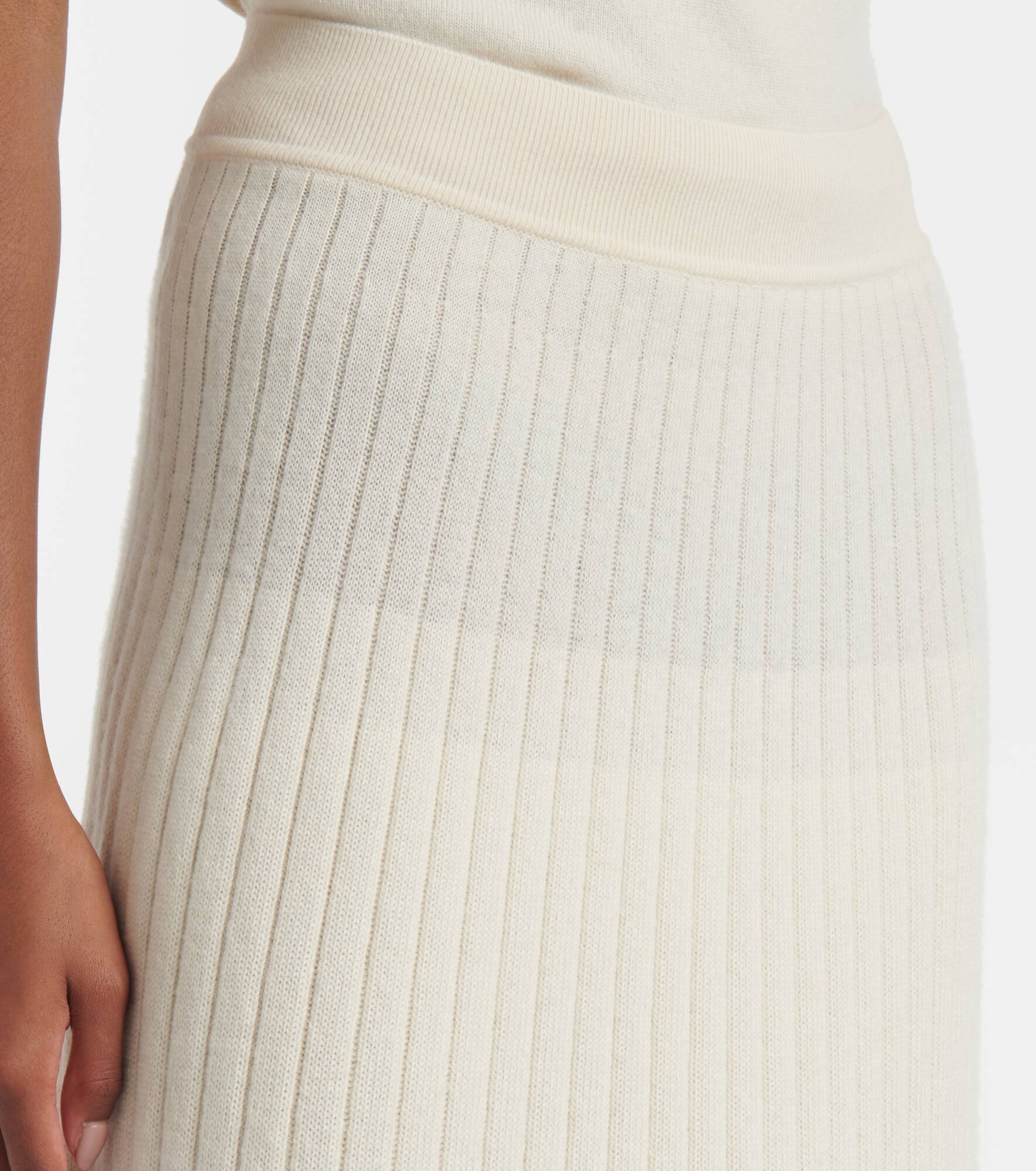 Ribbed-knit cashmere midi skirt - 4