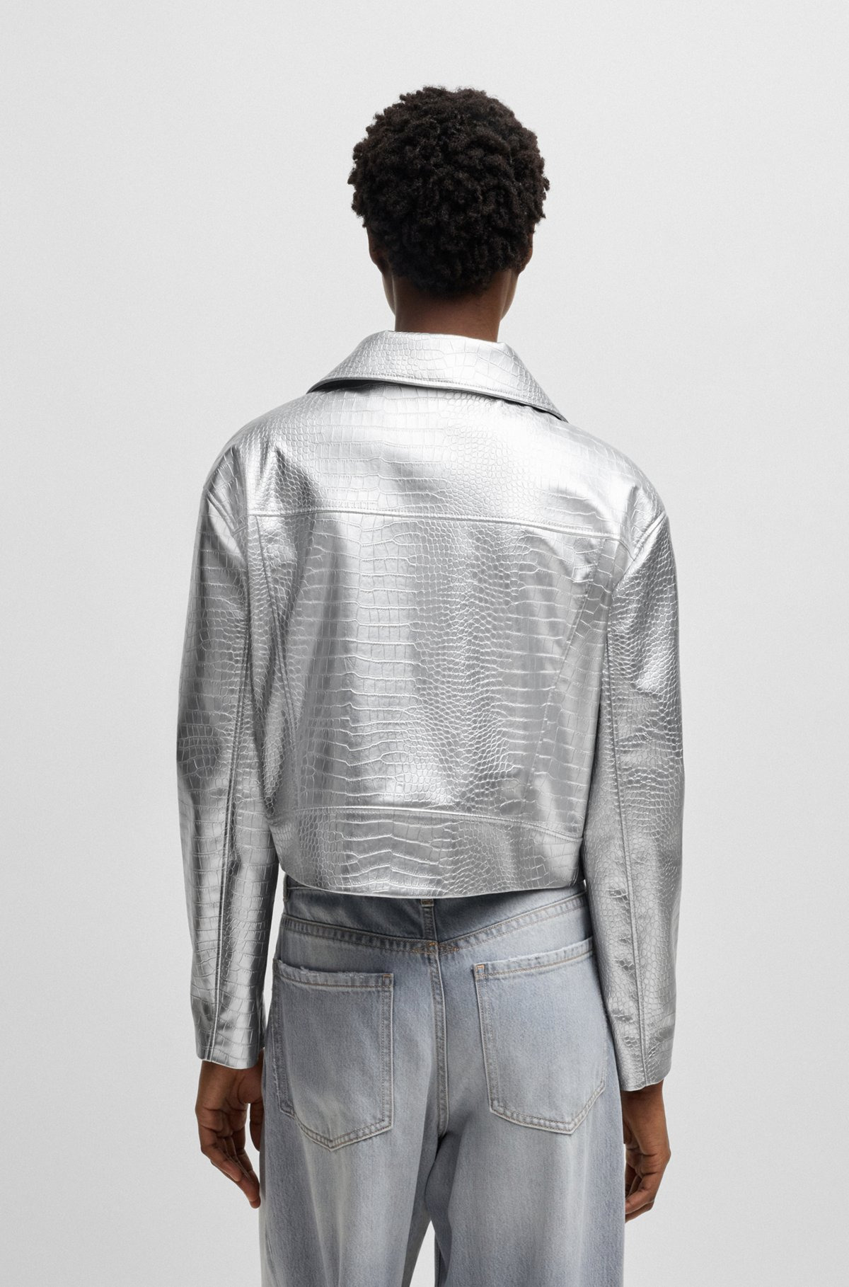 FAUX-LEATHER JACKET WITH CROCODILE EMBOSSING - 4