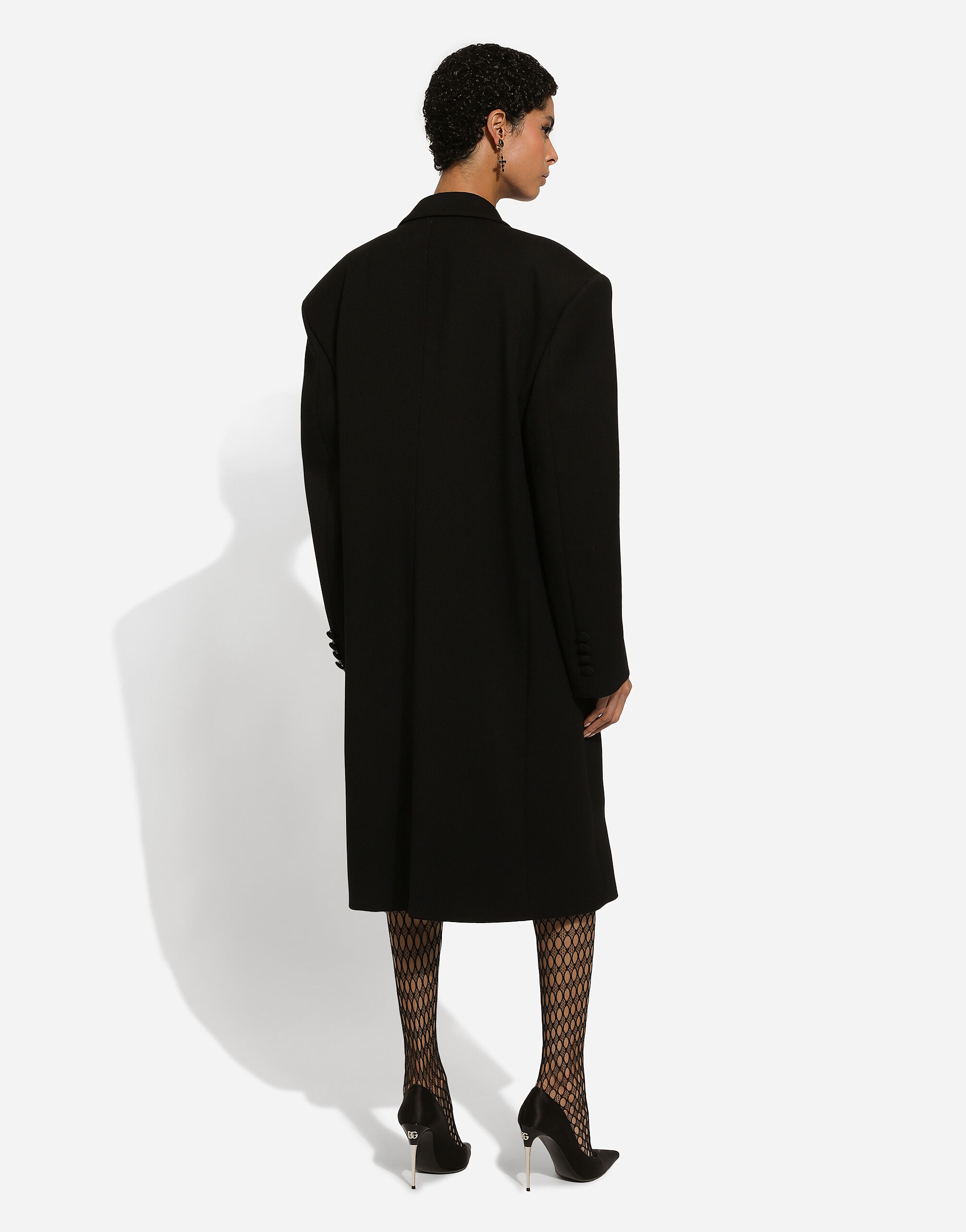 Oversize double-breasted coat in wool crepe - 4