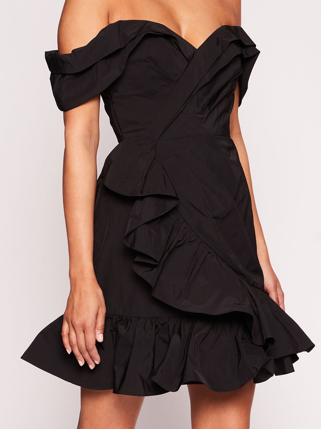 DRAPED TAFFETA MINI DRESS - 4