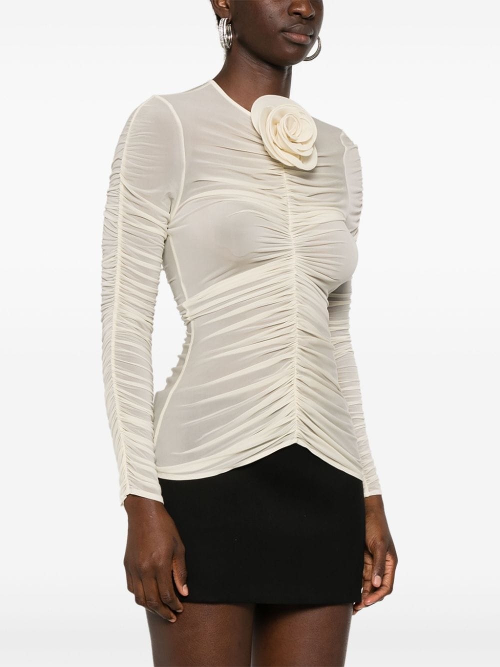 floral-appliqué top - 3