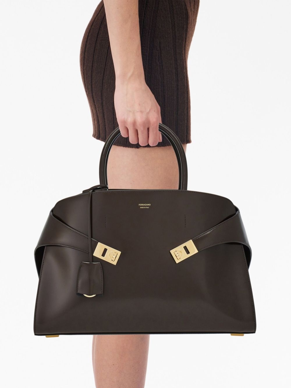 medium Hug leather tote bag - 2
