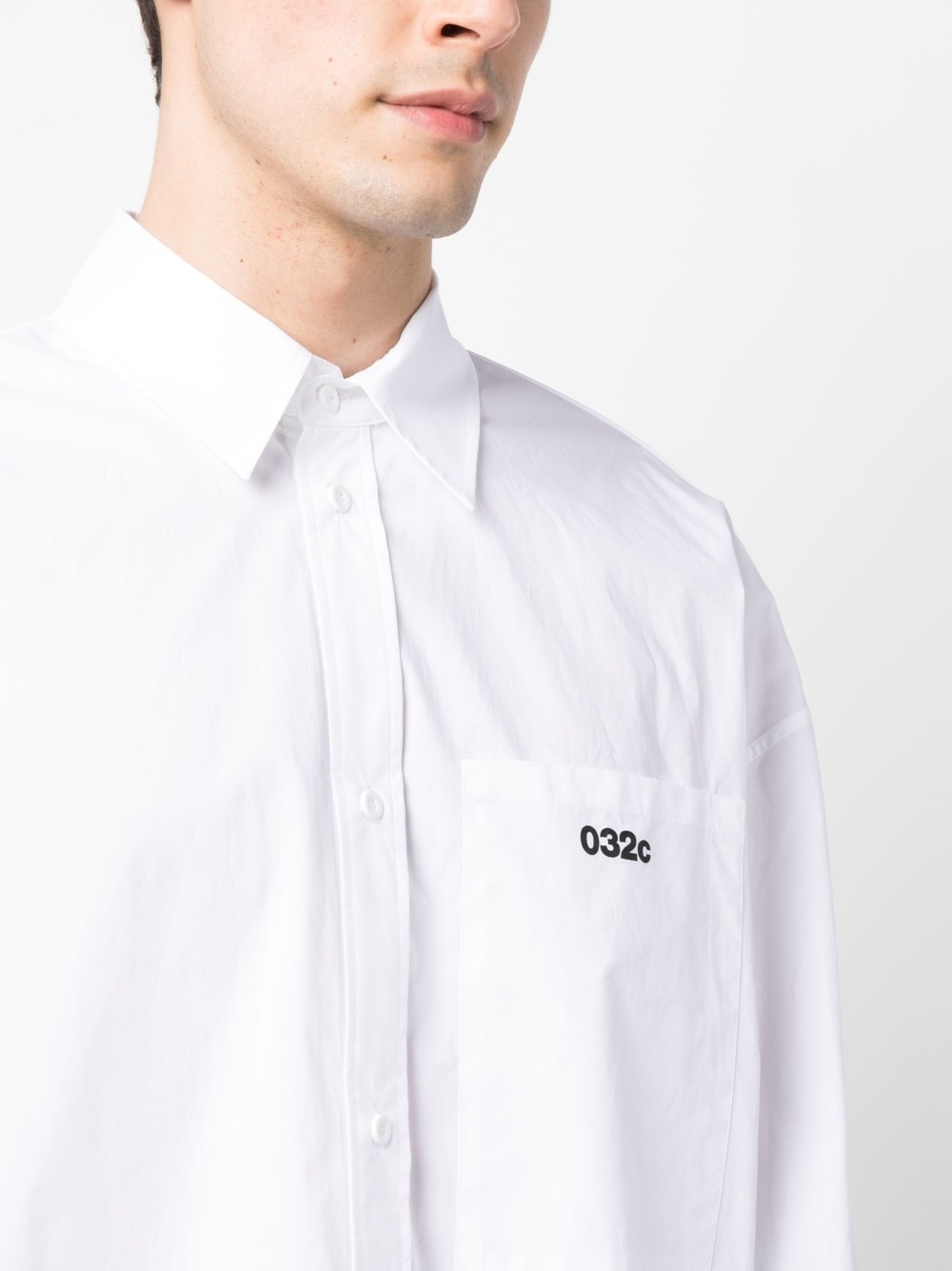 embroidered-logo cotton shirt - 5